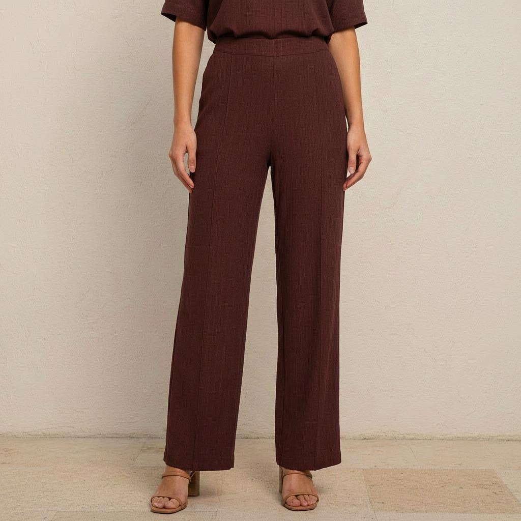 Wide Leg Flexi Waist Pintuck Detail Trousers-women-clothing-bottoms-trousers-image-1