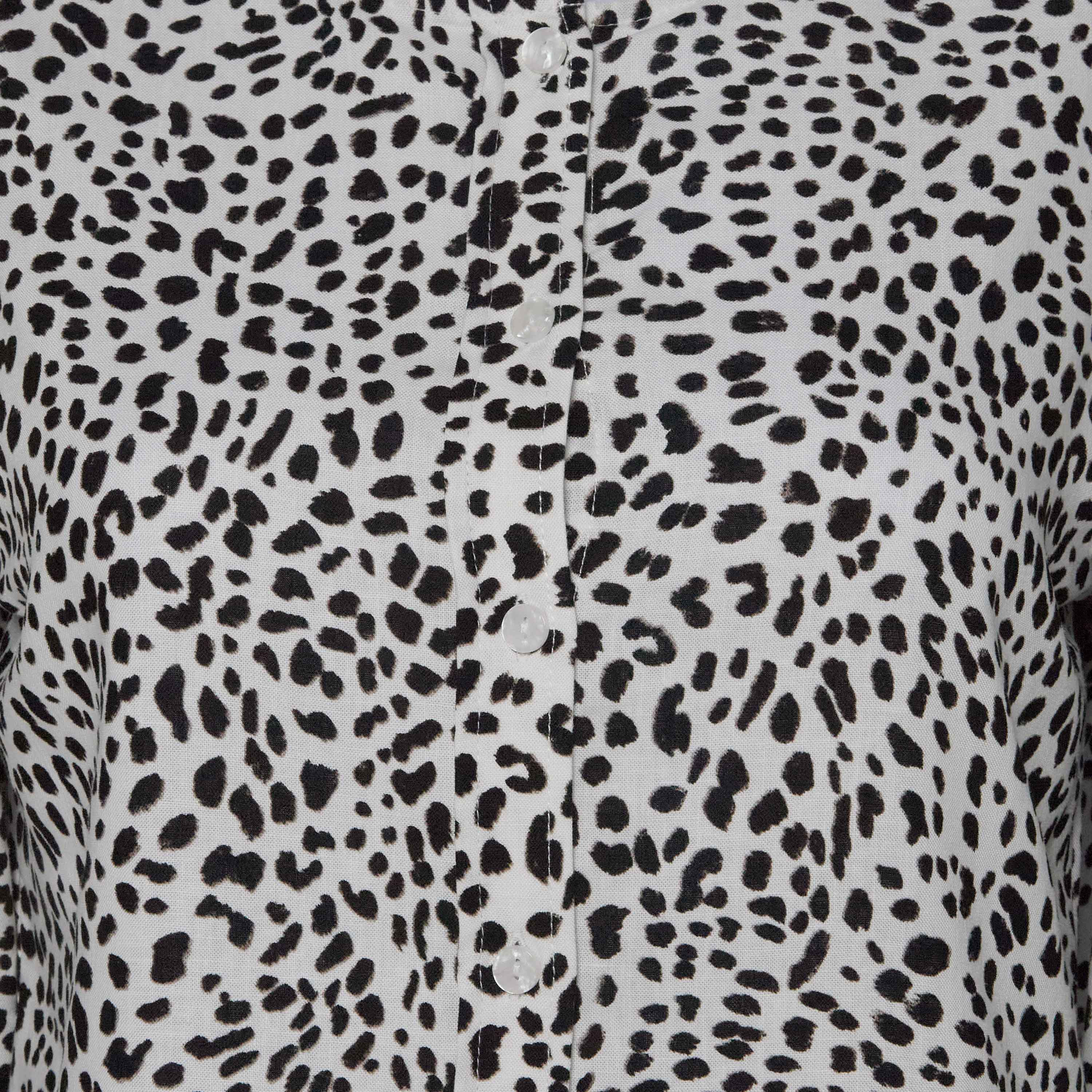 Linen Blend Animal Print Shirt with Balloon Sleeves-women-clothing-shirtsandblouses-shirts-image-2
