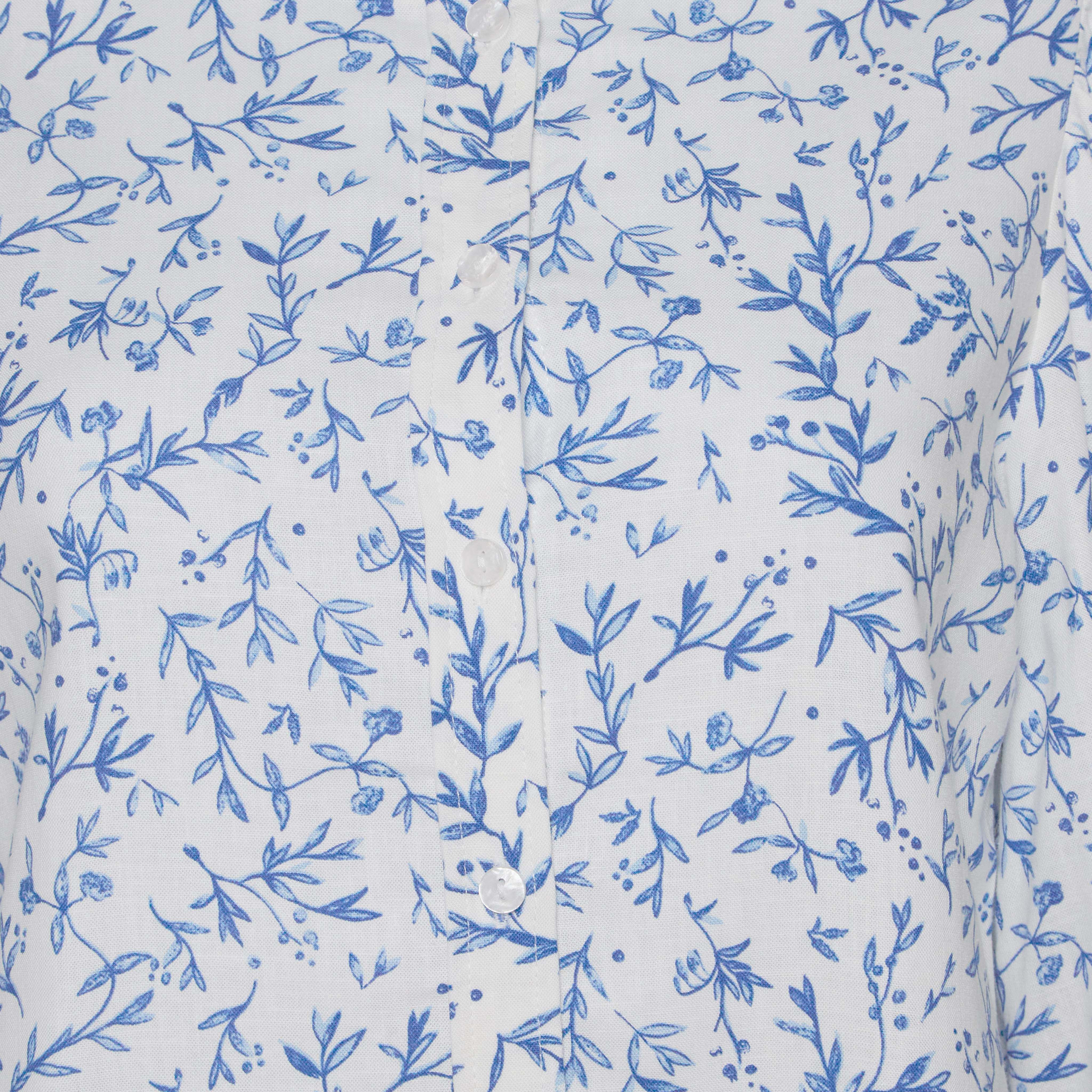 Linen Blend Floral Print Shirt with Balloon Sleeves-women-clothing-shirtsandblouses-shirts-image-2