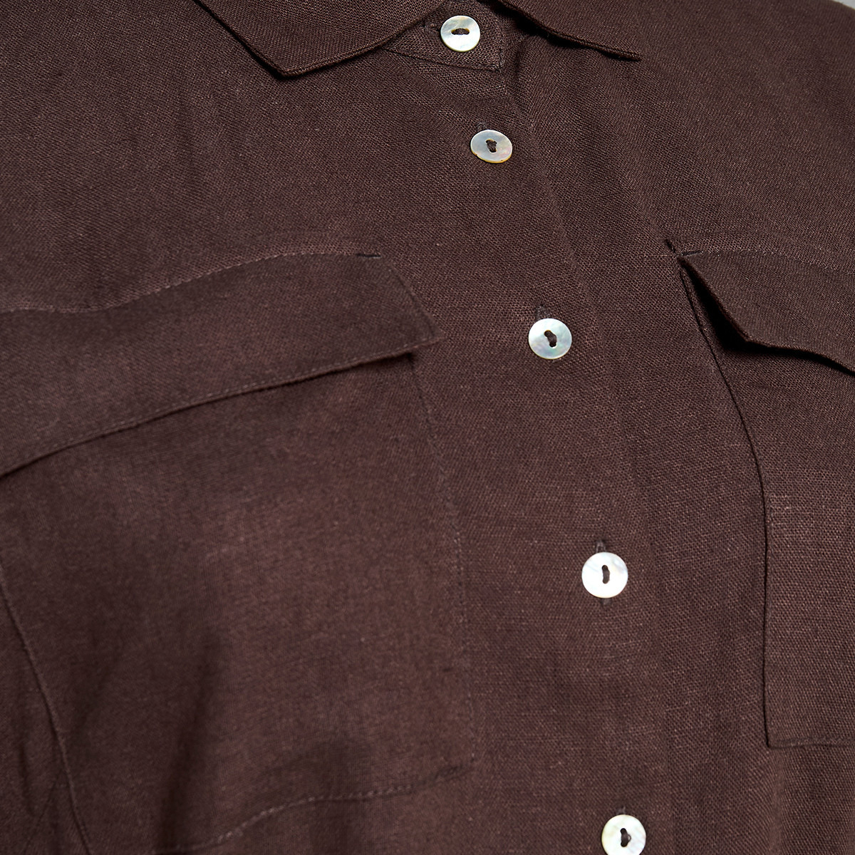 Midi Linen Blend Shirt Dress with Tie-Up Belt-women-clothing-dresses-image-2
