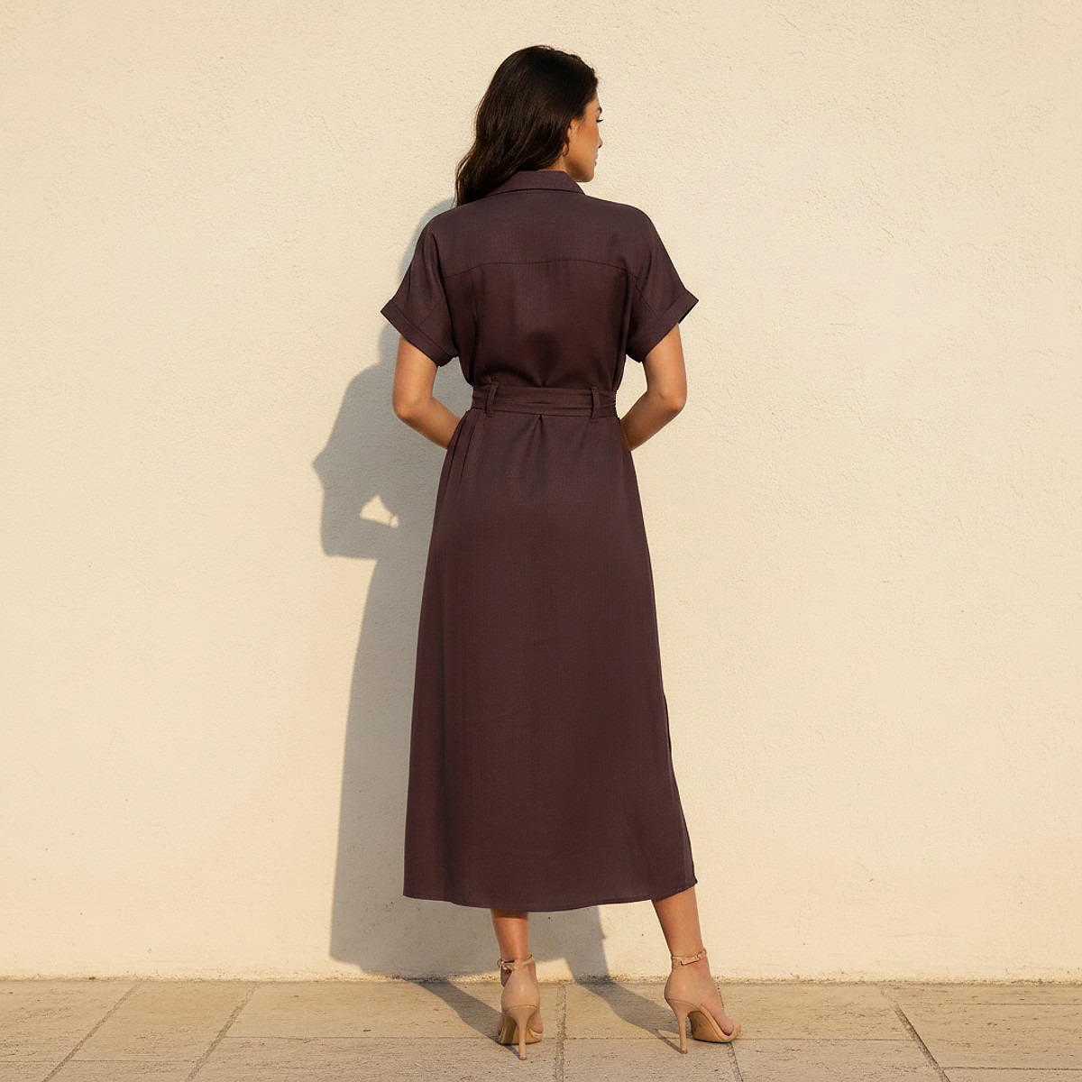 Midi Linen Blend Shirt Dress with Tie-Up Belt-women-clothing-dresses-image-3