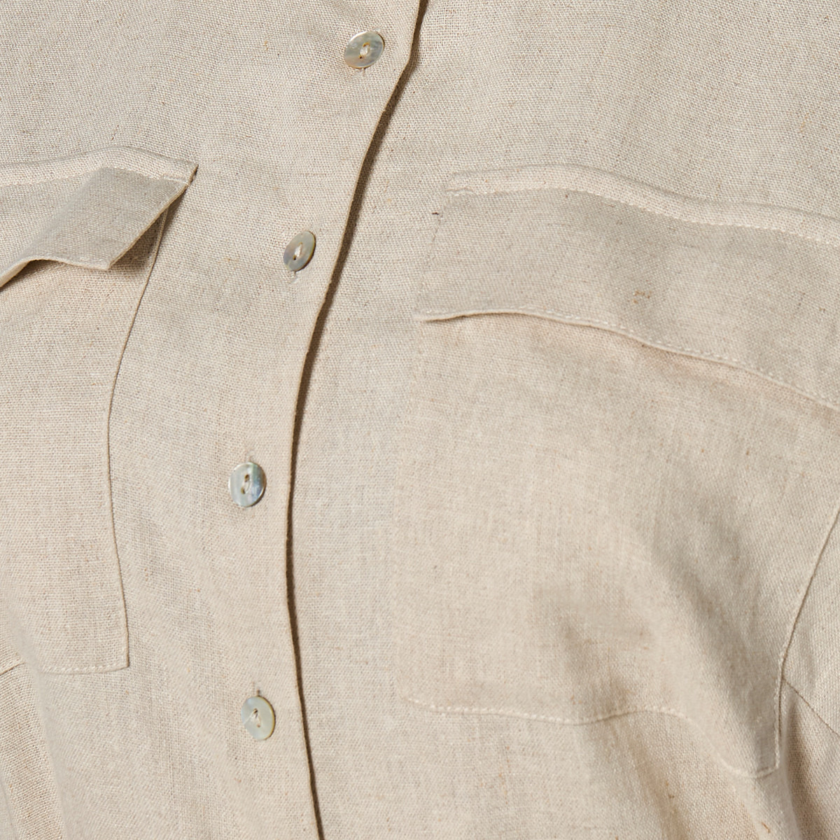 Midi Linen Blend Shirt Dress with Tie-Up Belt-women-clothing-dresses-image-2