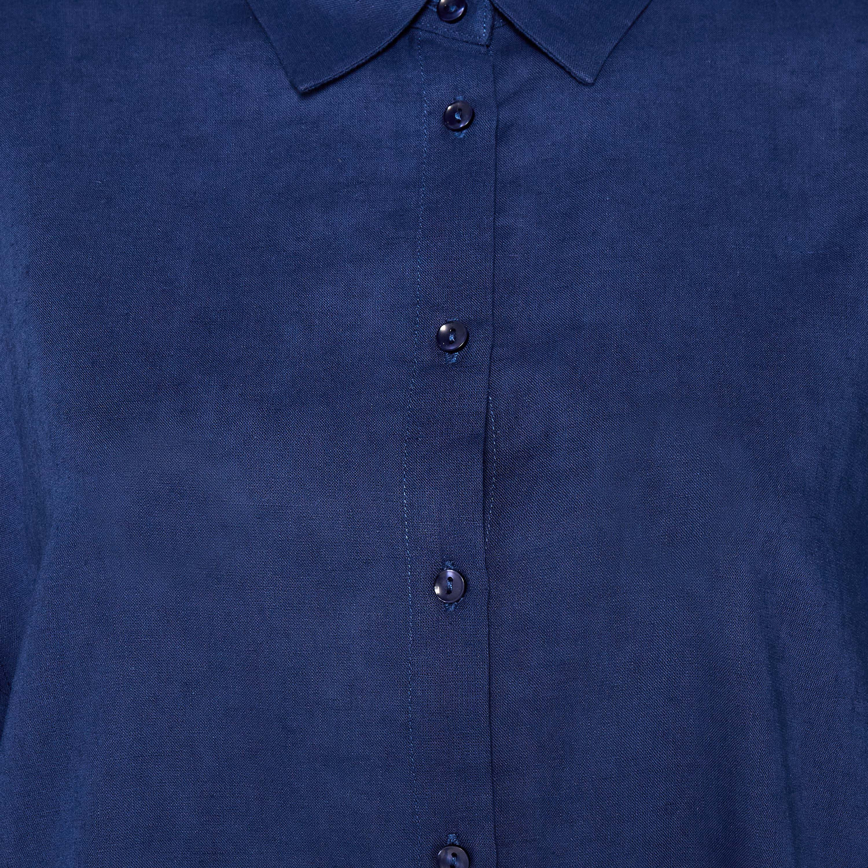 Linen Blend Shirt with Short Sleeves-women-clothing-shirtsandblouses-shirts-image-2