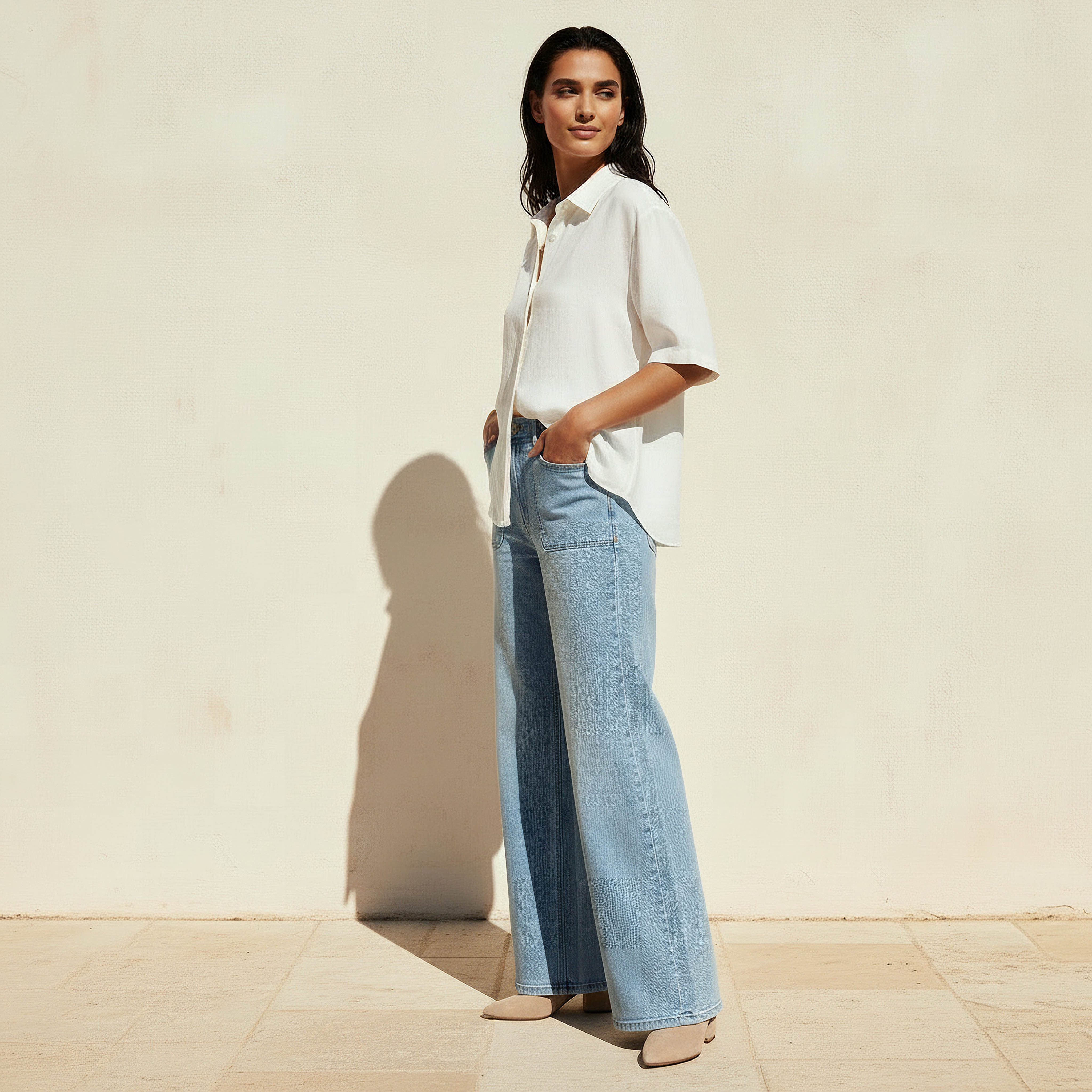 قميص من مزيج الكتان بأكمام قصيرة-women-clothing-shirtsandblouses-shirts-image-3
