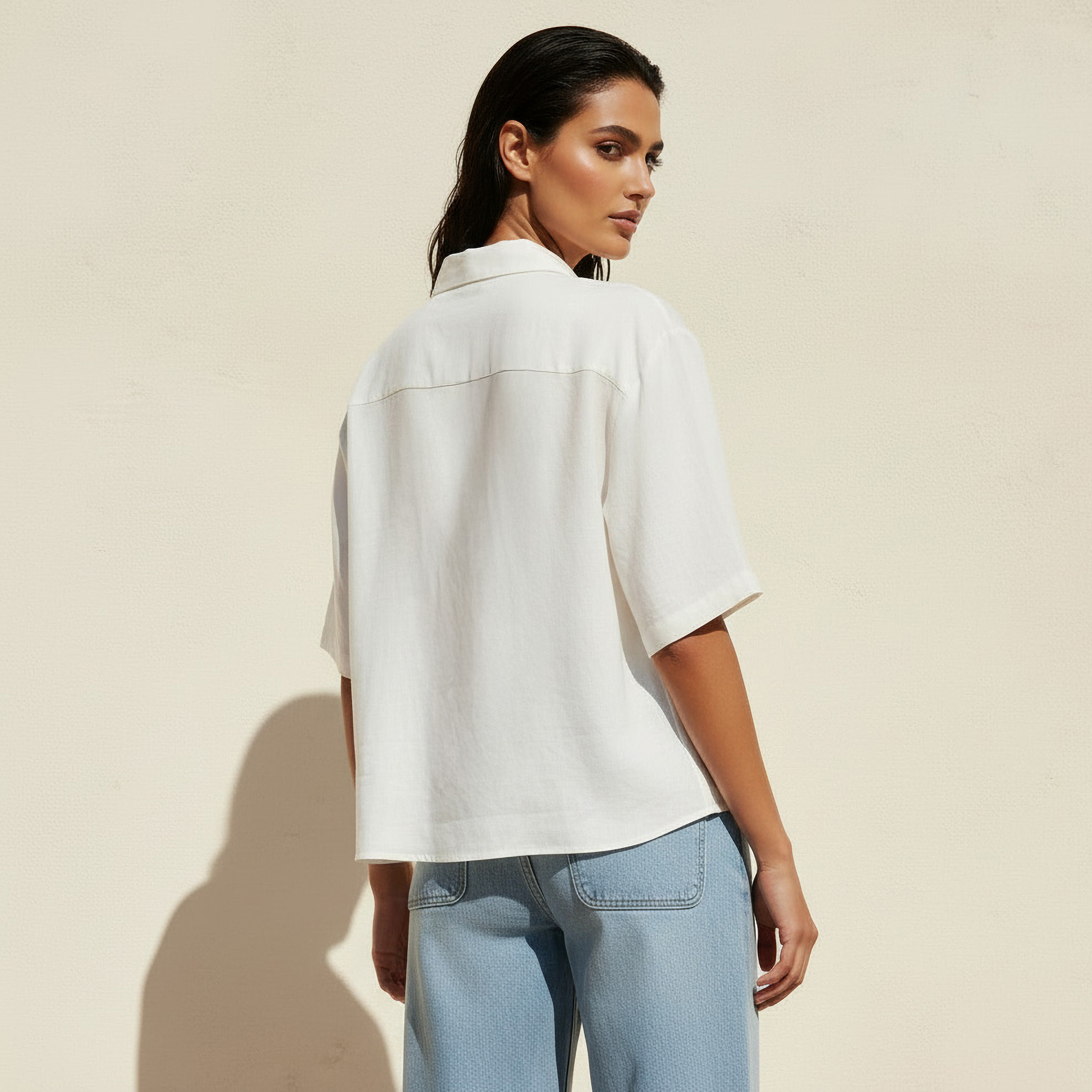 قميص من مزيج الكتان بأكمام قصيرة-women-clothing-shirtsandblouses-shirts-image-4