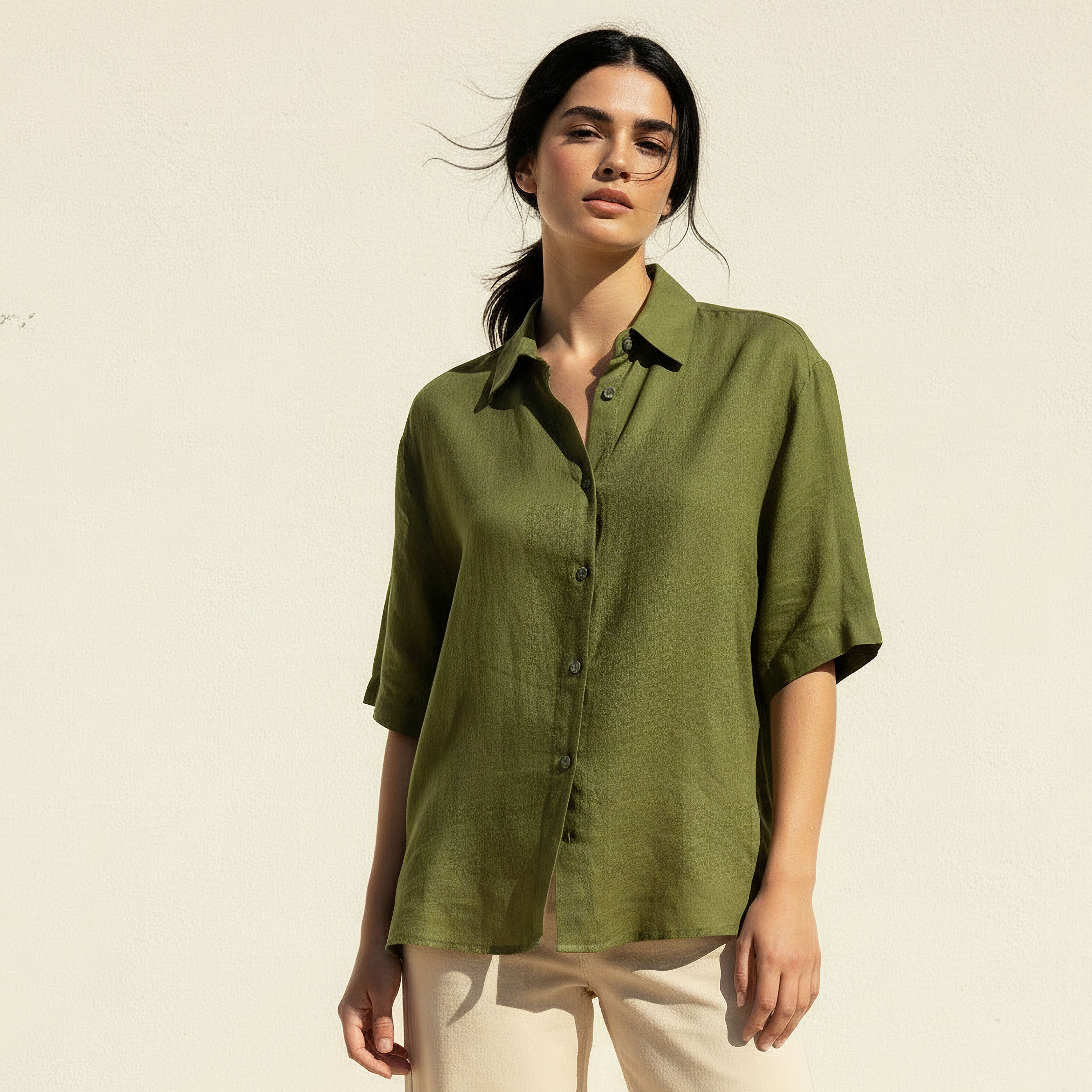 قميص من مزيج الكتان بأكمام قصيرة-women-clothing-shirtsandblouses-shirts-image-1