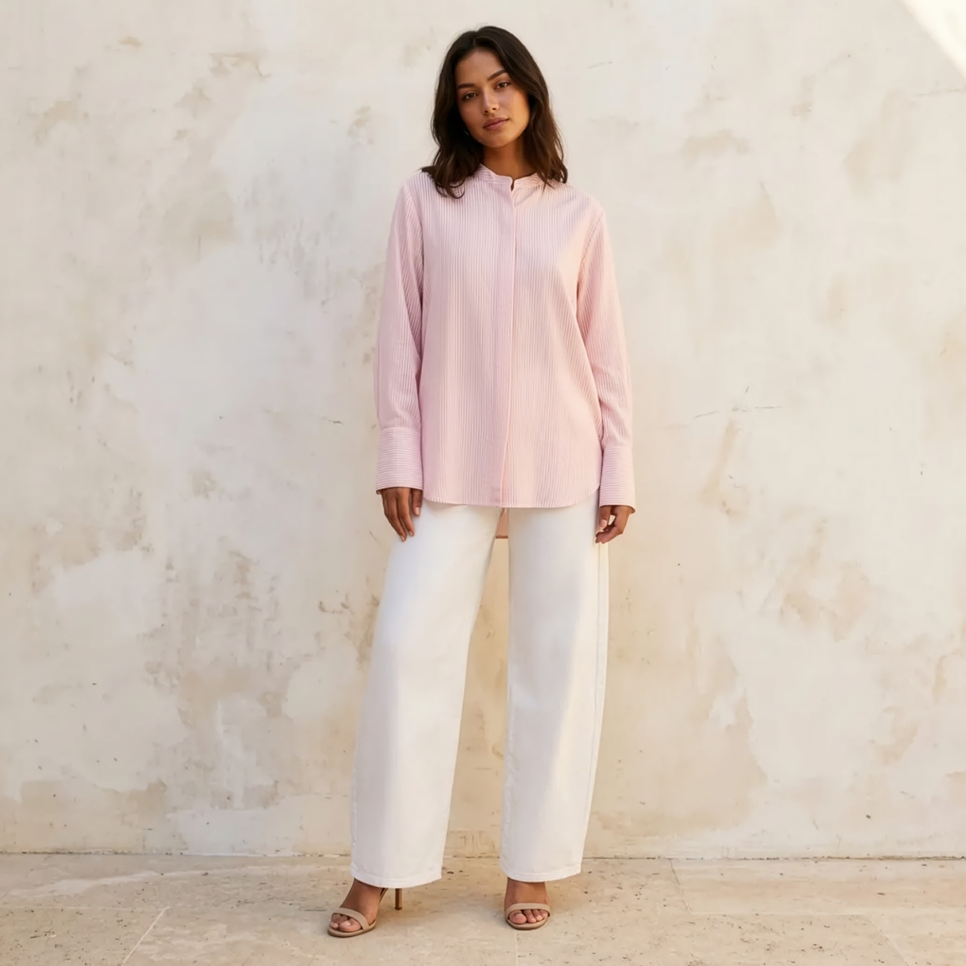 قميص مقلم بياقة ماندارين-women-clothing-shirtsandblouses-shirts-image-3