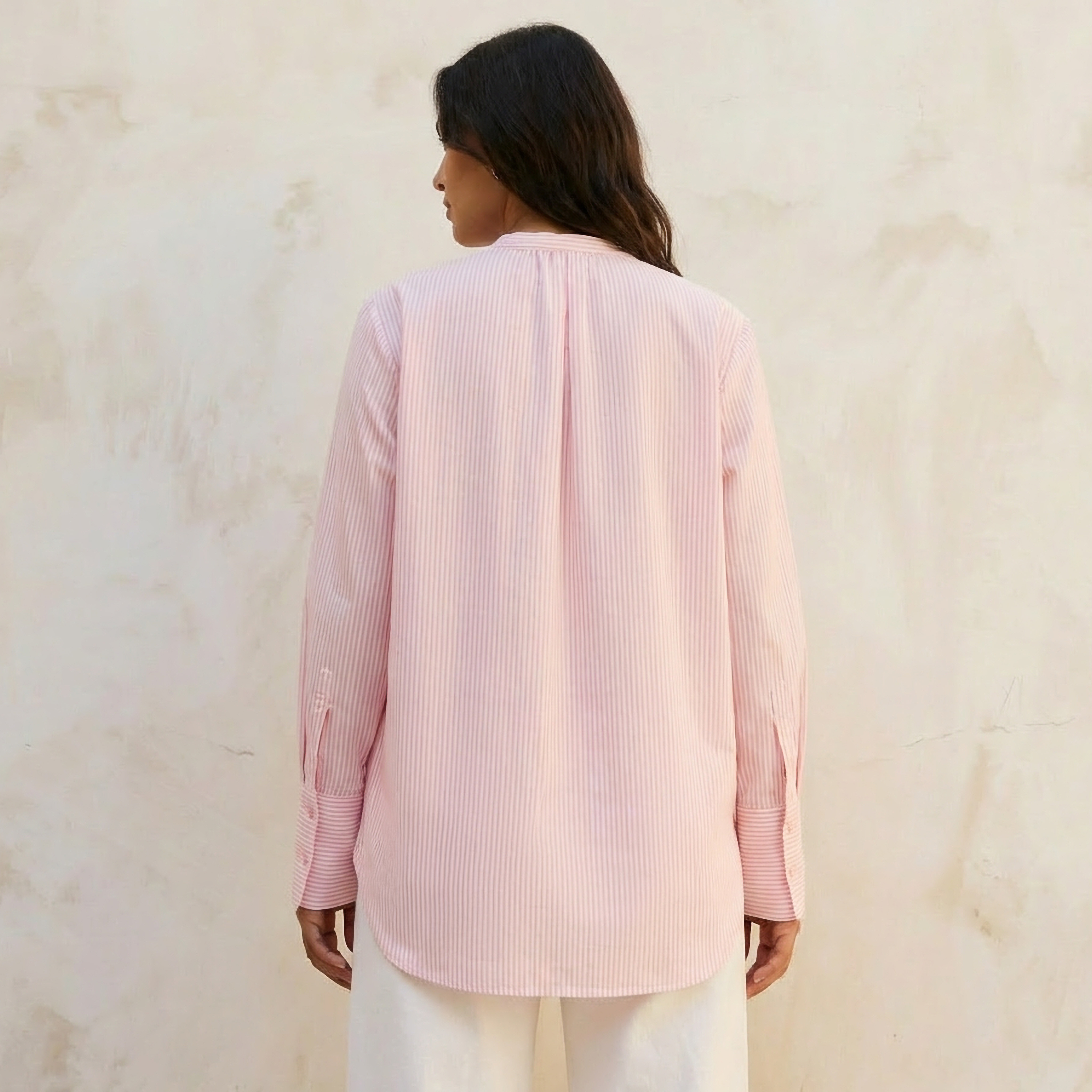 قميص مقلم بياقة ماندارين-women-clothing-shirtsandblouses-shirts-image-4