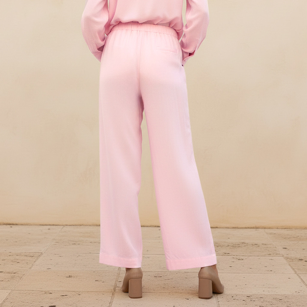 Wide Leg Flexi Waist Cut and Sew Linen Blend Pants-women-clothing-coordsets-image-4