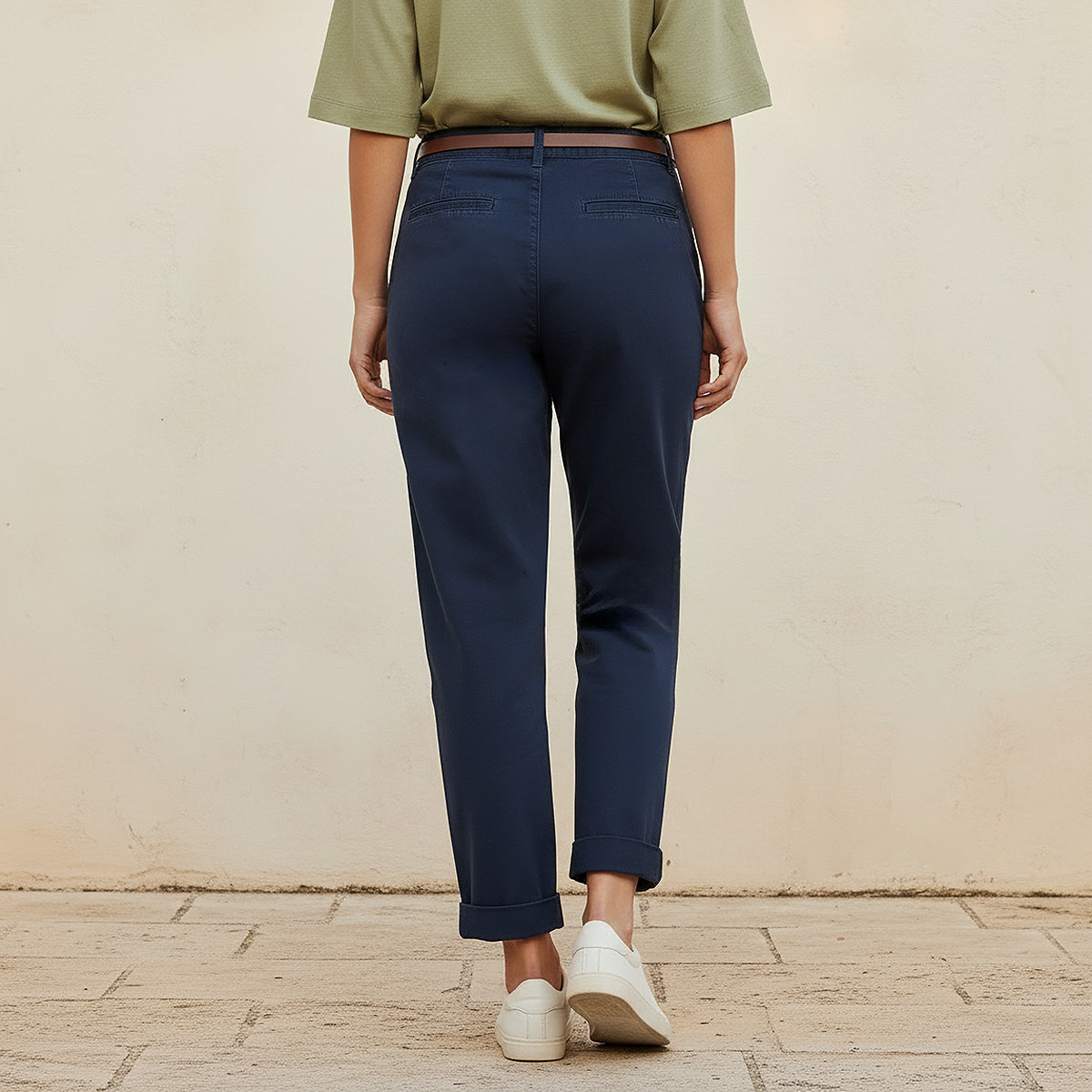 Relaxed Fit Flexi Waist Belted Chinos-women-clothing-bottoms-trousers-image-4
