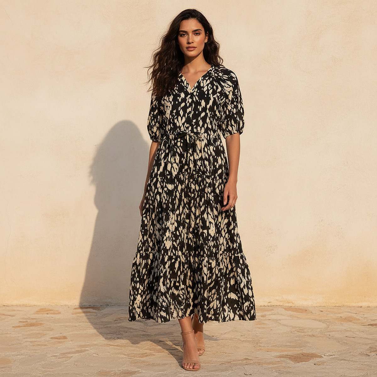 Tiered Maxi Cotton Dress with Lace Detail-women-clothing-dresses-image-1