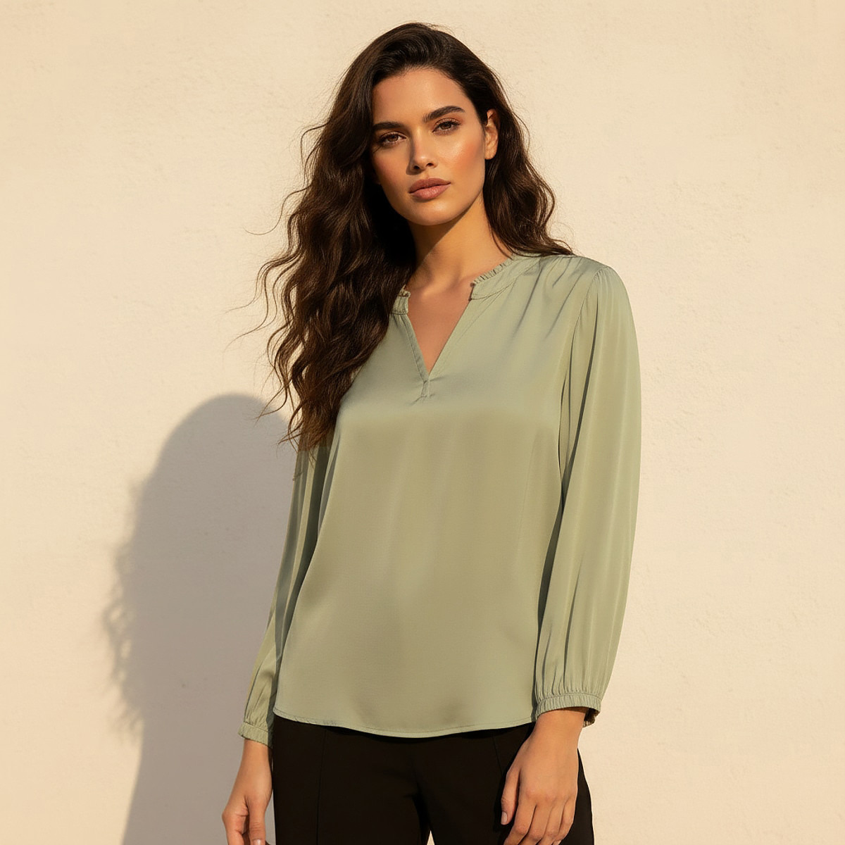 Viscose Top with Ruffle Trim-women-clothing-shirtsandblouses-blouses-image-1
