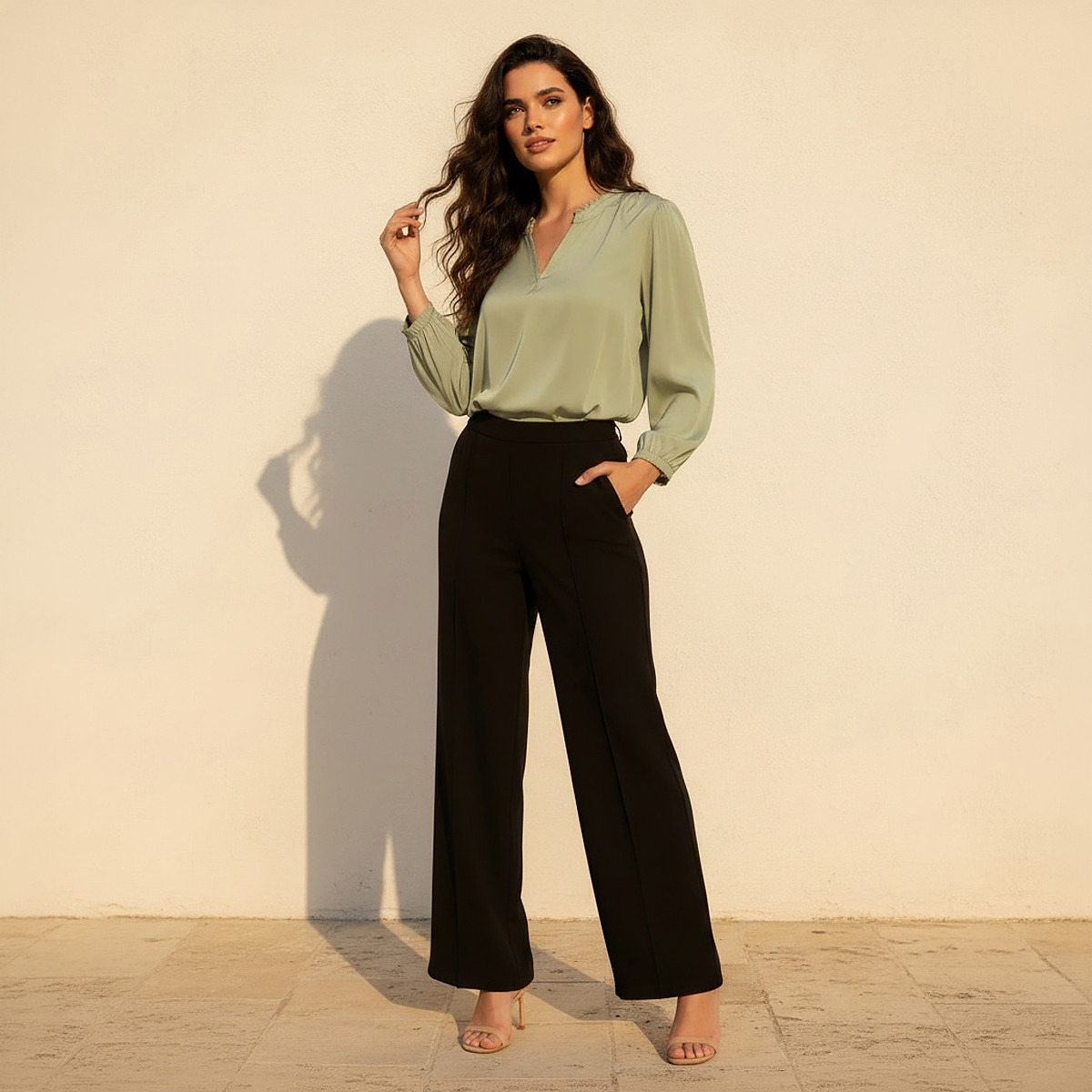 Viscose Top with Ruffle Trim-women-clothing-shirtsandblouses-blouses-image-3