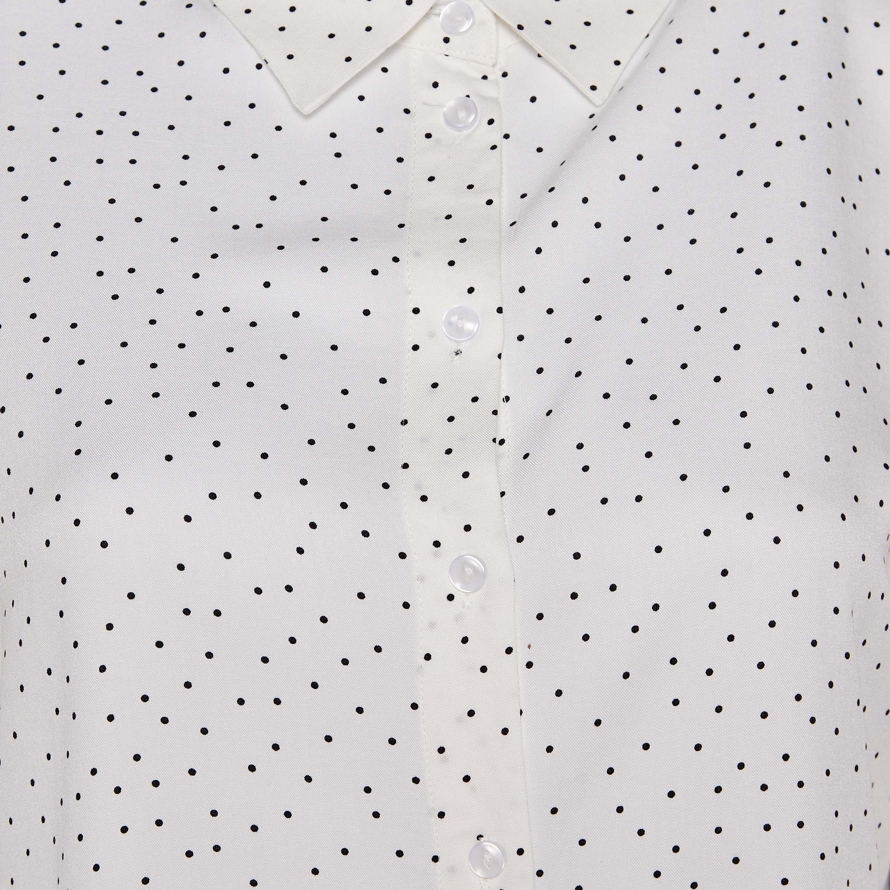 Viscose High-Low Hemline Shirt with Polka Dot Print-women-clothing-shirtsandblouses-shirts-image-2