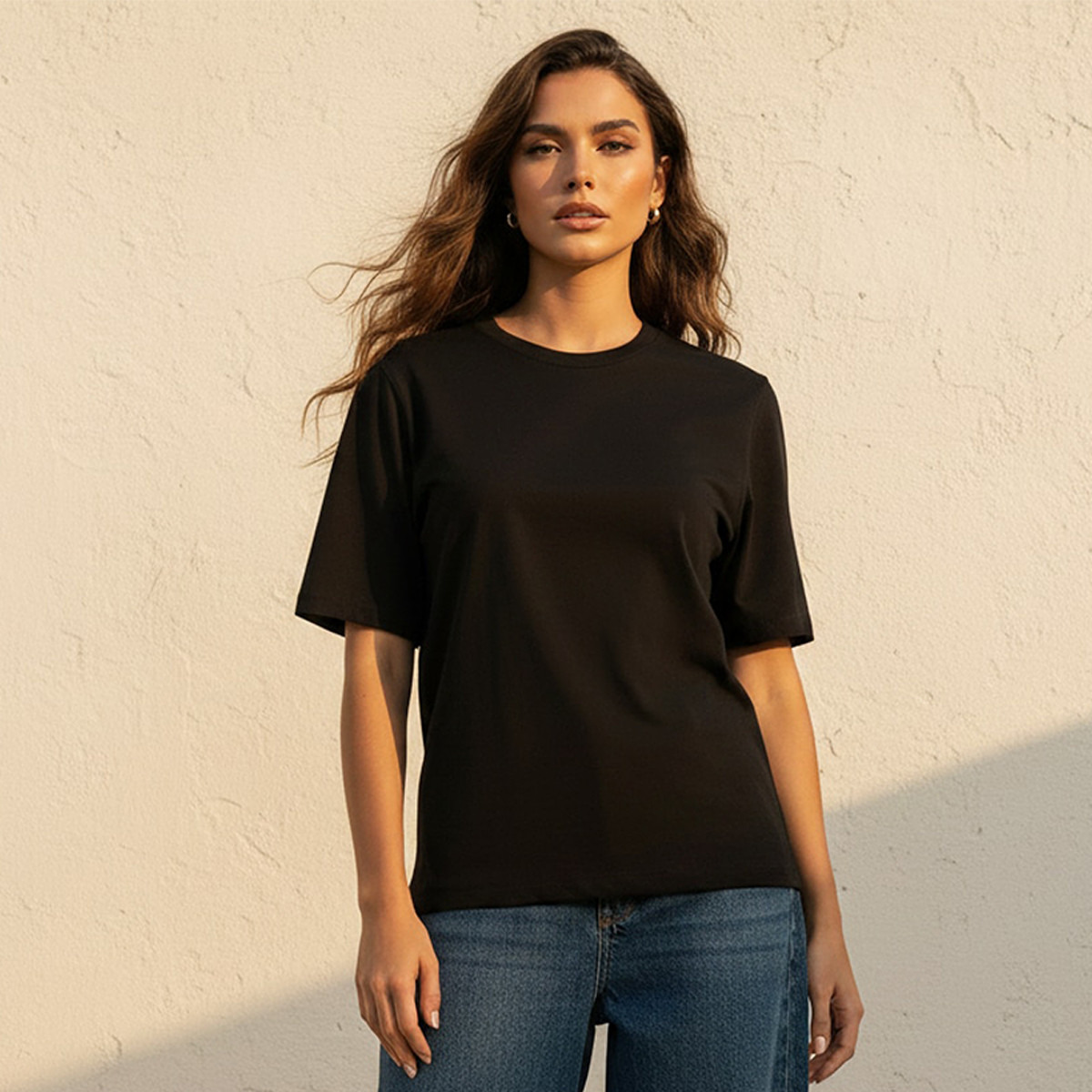 Relaxed Fit Cotton T-shirt with Crew Neck-women-clothing-tshirts-image-1
