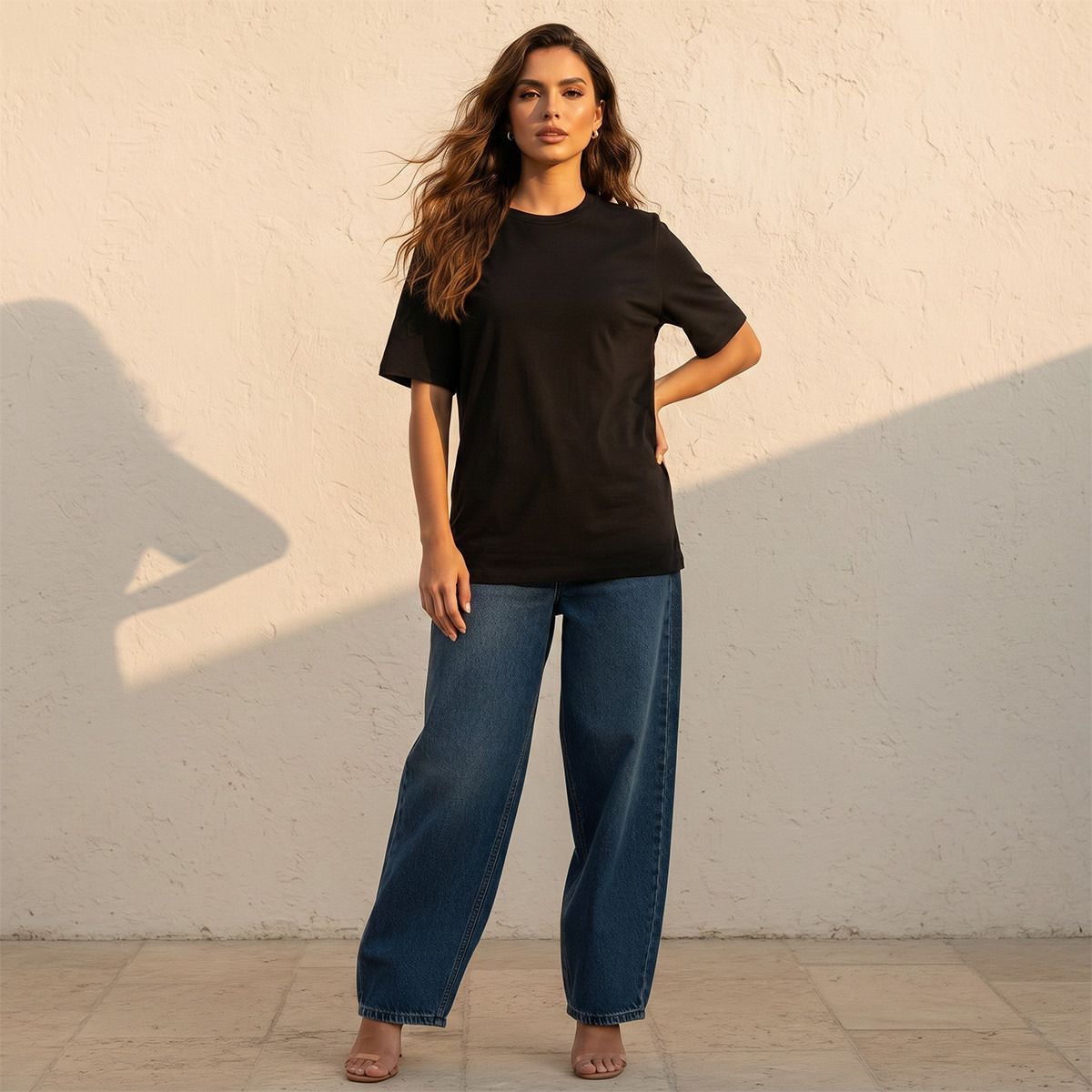 Relaxed Fit Cotton T-shirt with Crew Neck-women-clothing-tshirts-image-3