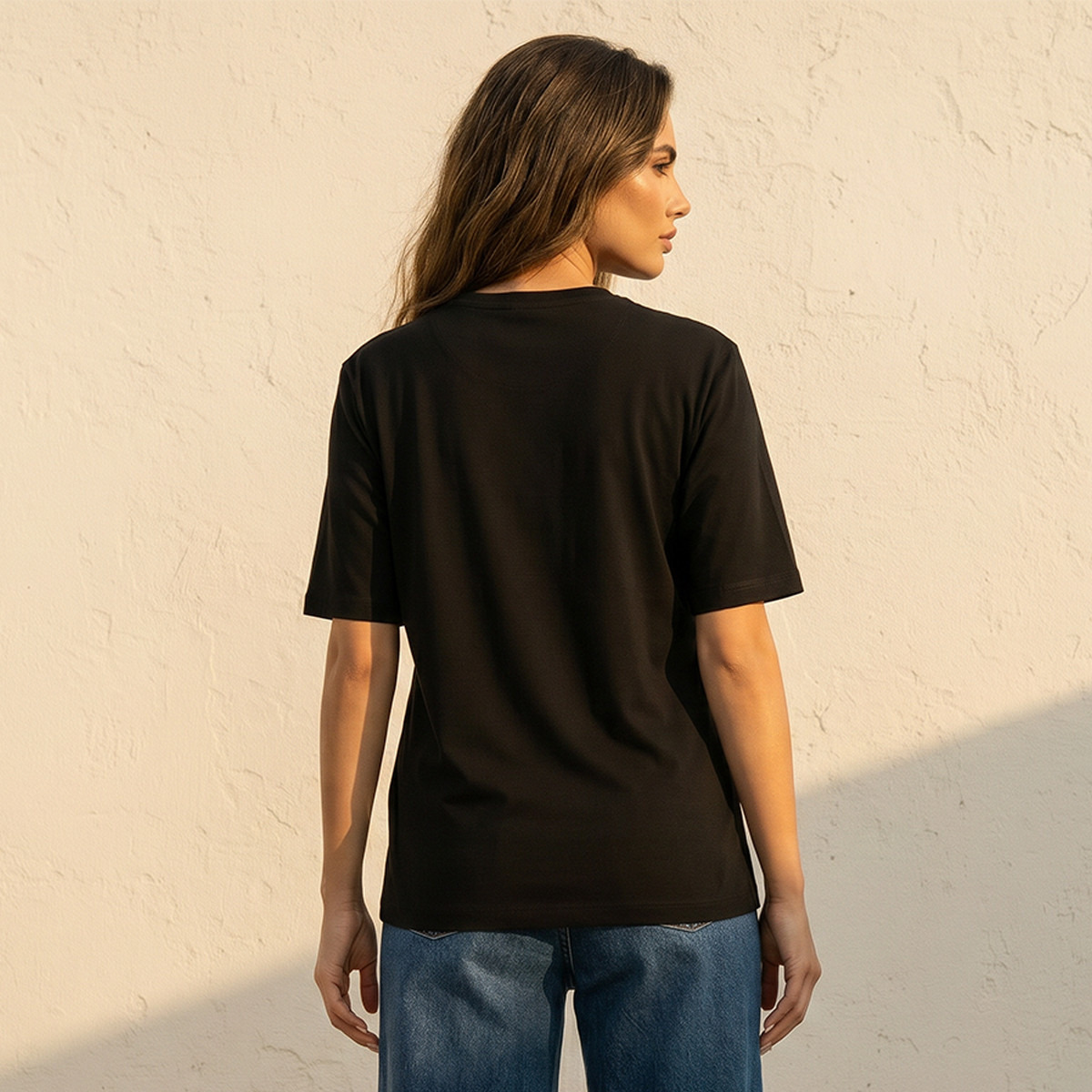 Relaxed Fit Cotton T-shirt with Crew Neck-women-clothing-tshirts-image-4