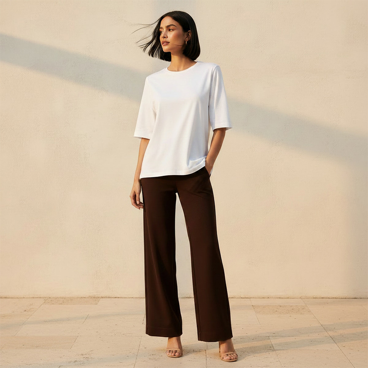 Relaxed Fit Cotton T-shirt with Crew Neck-women-clothing-tshirts-image-3