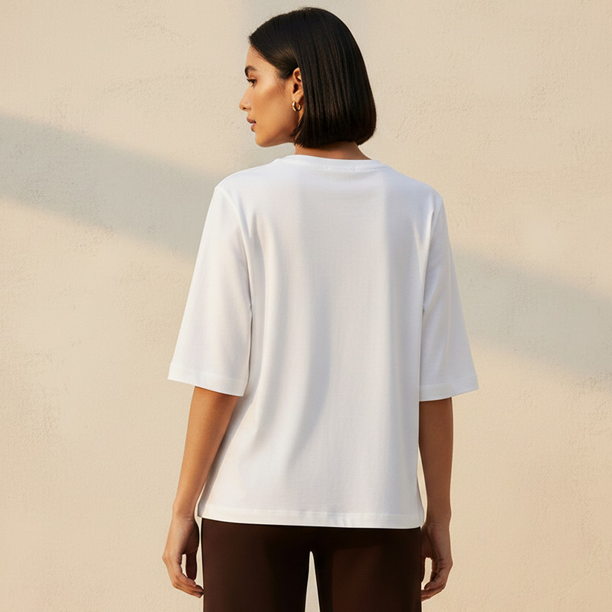 Relaxed Fit Cotton T-shirt with Crew Neck-women-clothing-tshirts-image-4