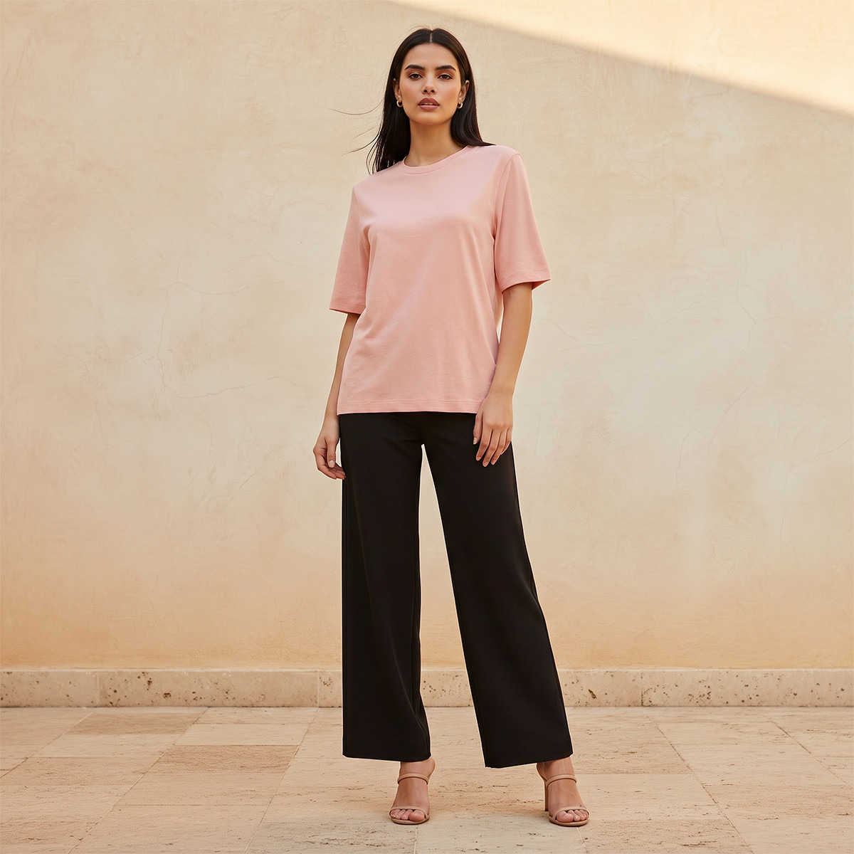 Relaxed Fit Cotton T-shirt with Crew Neck-women-clothing-tshirts-image-3