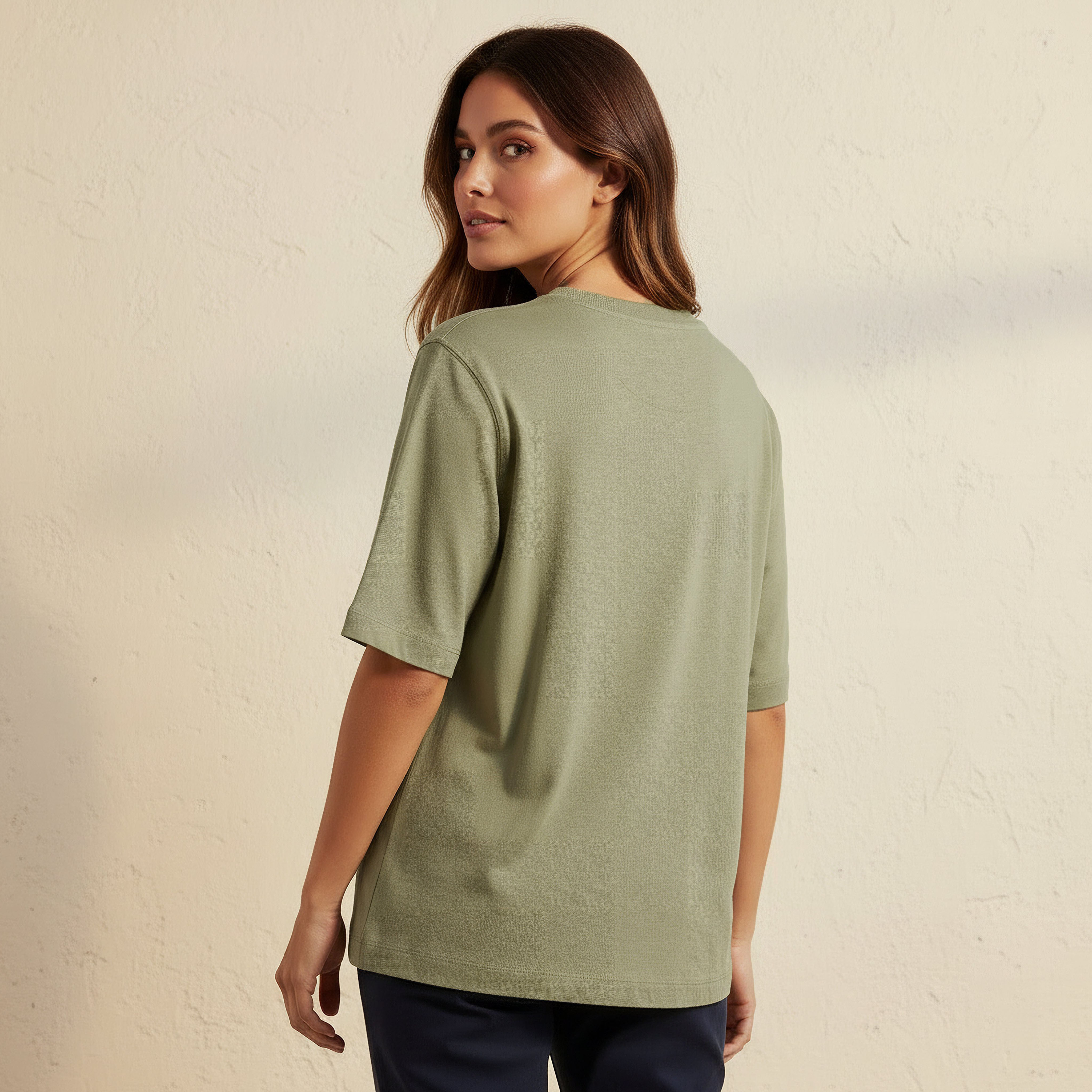 Relaxed Fit Cotton T-shirt with Crew Neck-women-clothing-tshirts-image-4