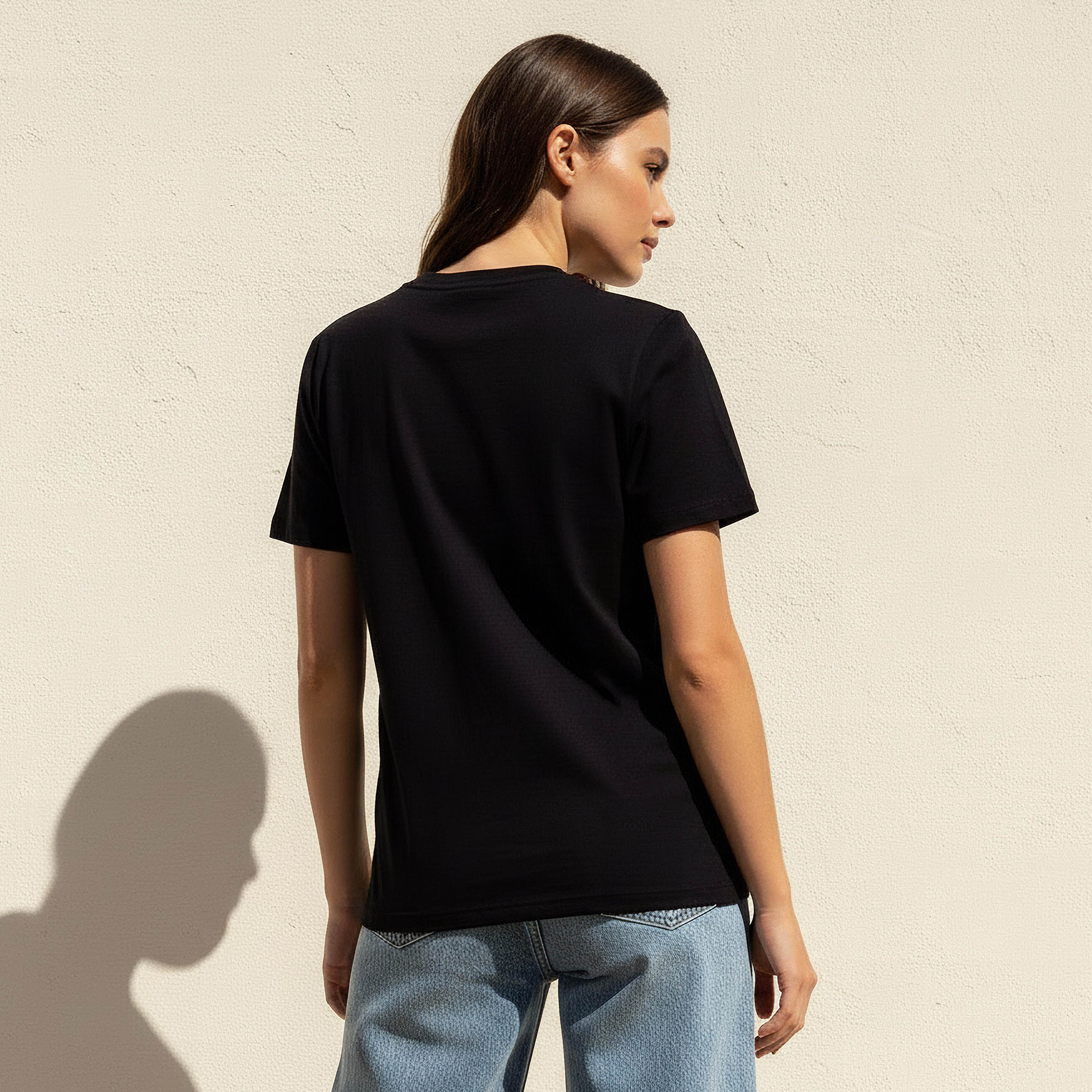 Cotton T-shirt with Typographic Print-women-clothing-tshirts-image-4