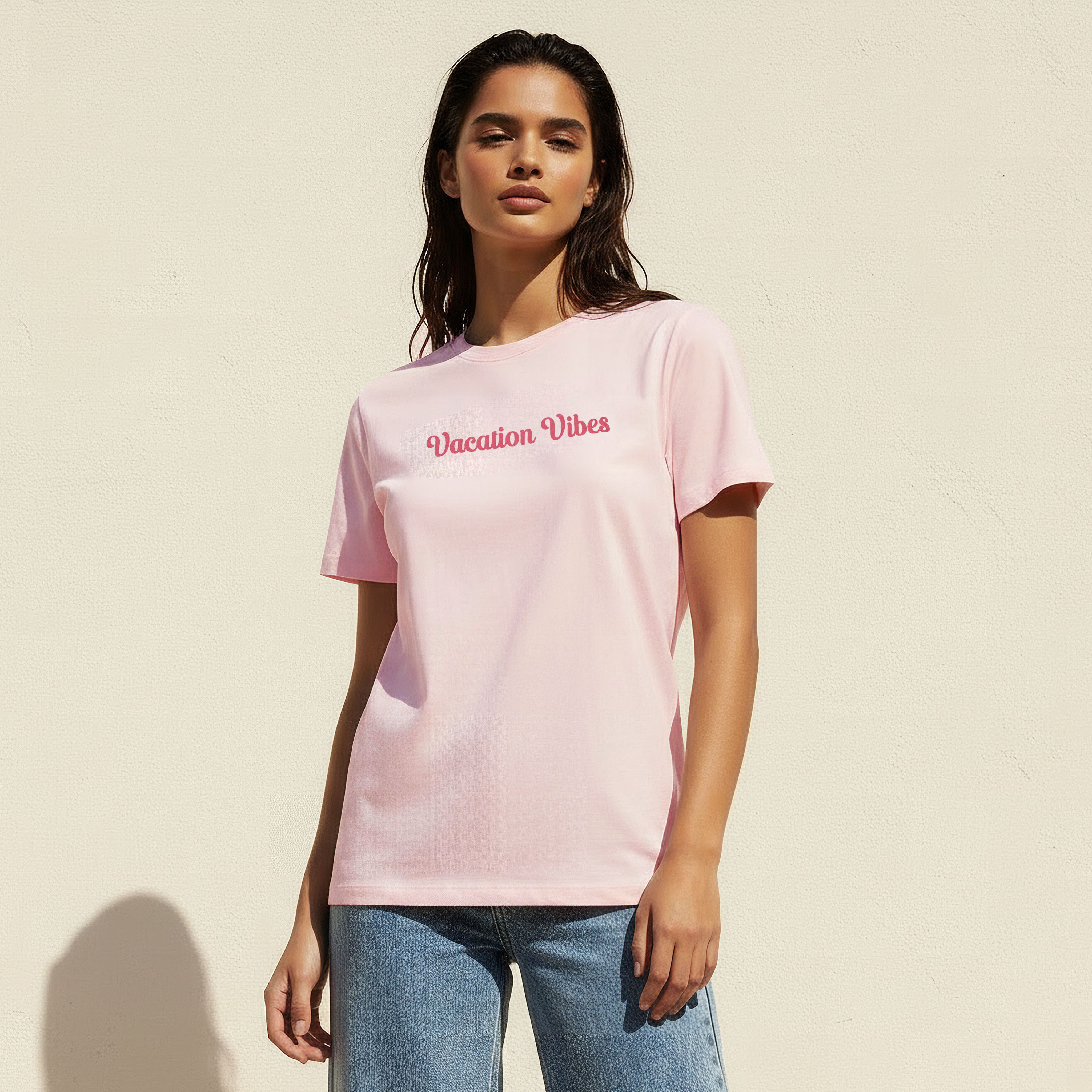 Cotton T-shirt with Slogan Print-women-clothing-tshirts-image-1