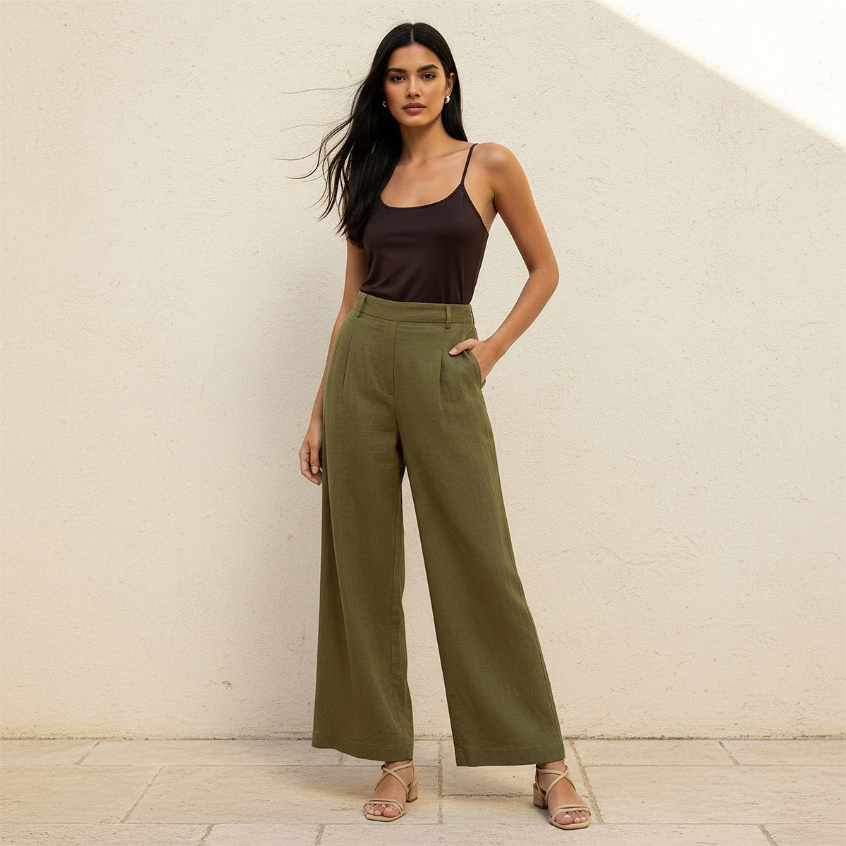 Flexi Waist Linen Blend Wide Leg Trousers-women-clothing-bottoms-trousers-image-3