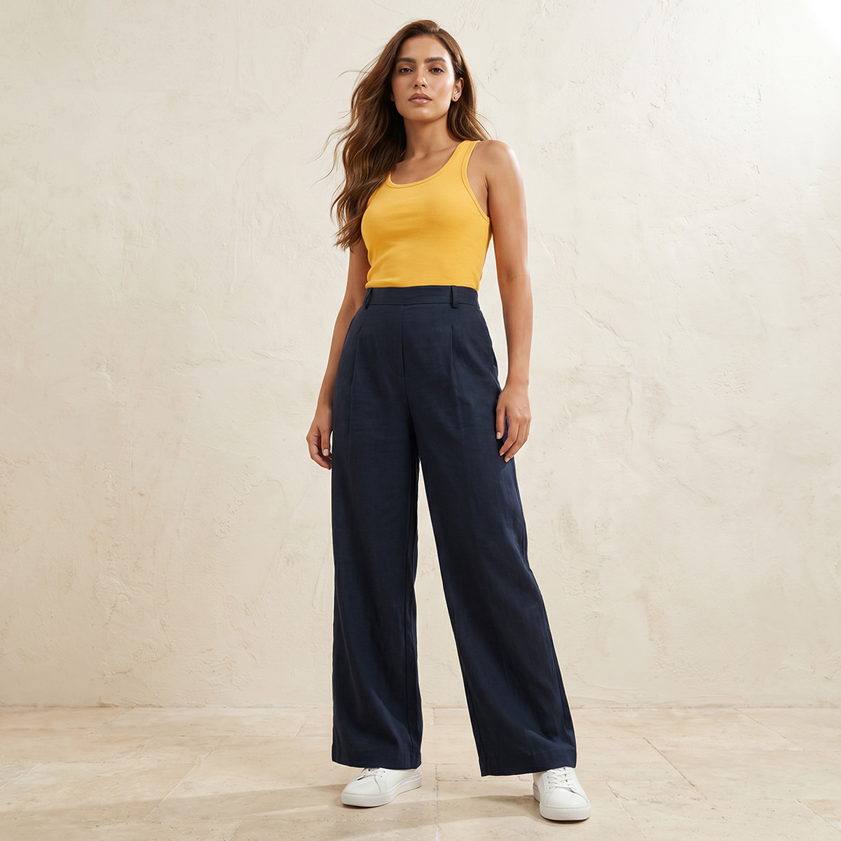 Flexi Waist Linen Blend Wide Leg Trousers-women-clothing-bottoms-trousers-image-3