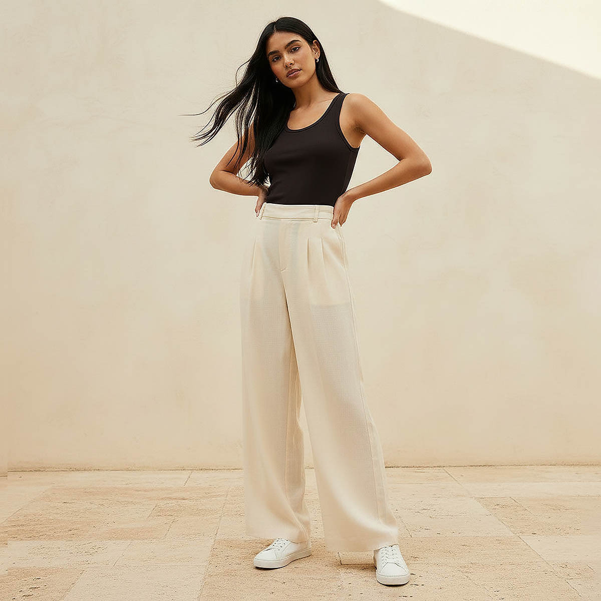 Flexi Waist Linen Blend Wide Leg Trousers-women-clothing-bottoms-trousers-image-3