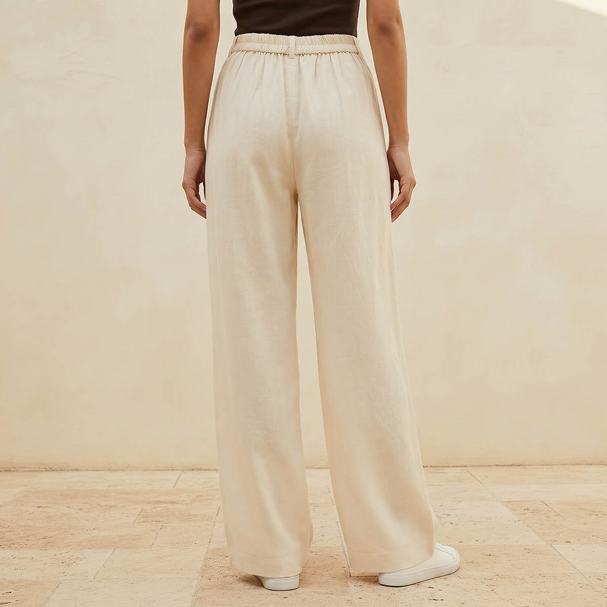Flexi Waist Linen Blend Wide Leg Trousers-women-clothing-bottoms-trousers-image-4