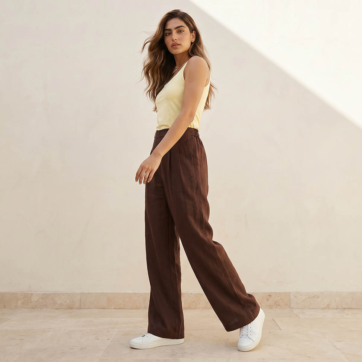 Flexi Waist Linen Blend Wide Leg Trousers-women-clothing-bottoms-trousers-image-3