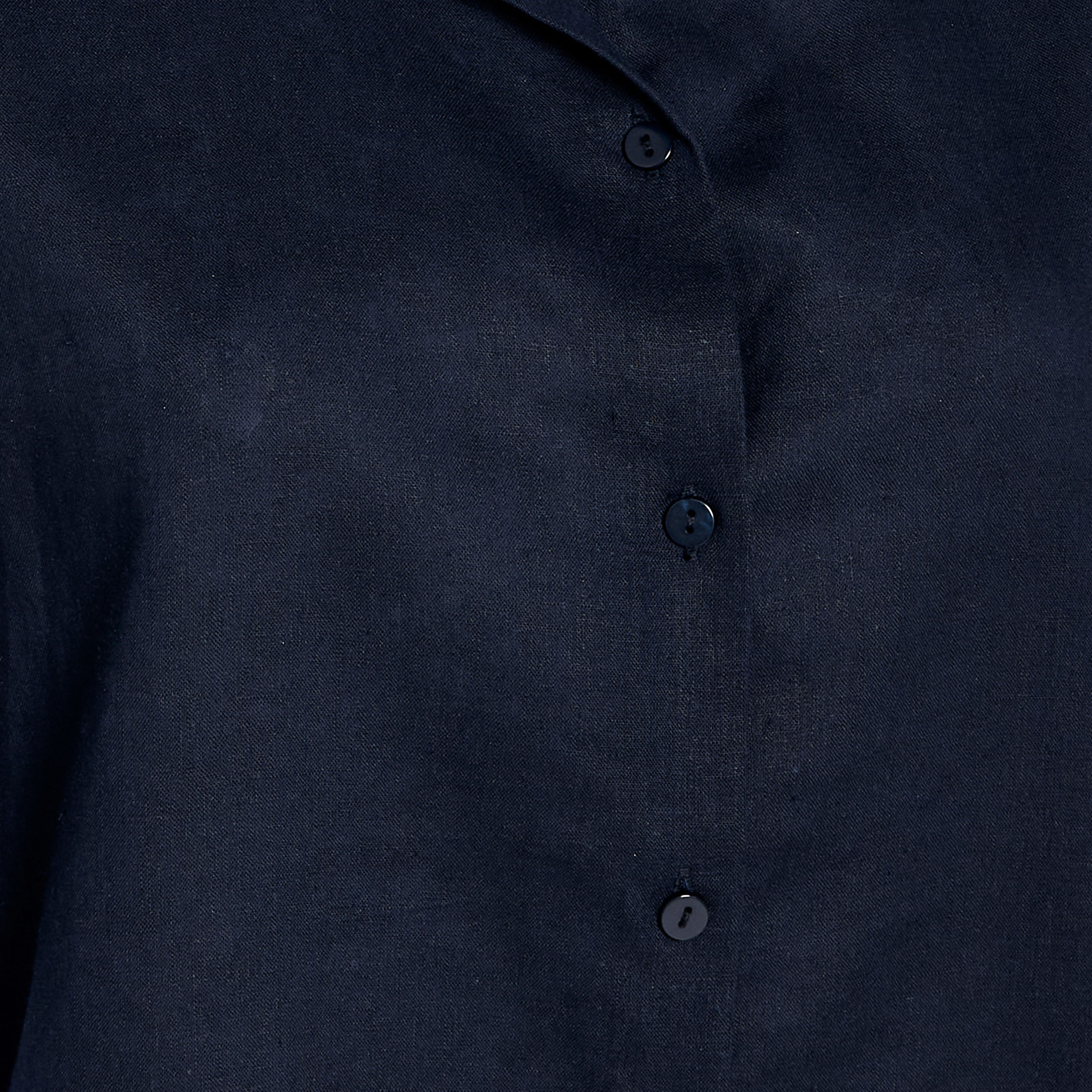 Regular Fit Linen Blend Shirt with Extended Sleeves-women-clothing-shirtsandblouses-shirts-image-2