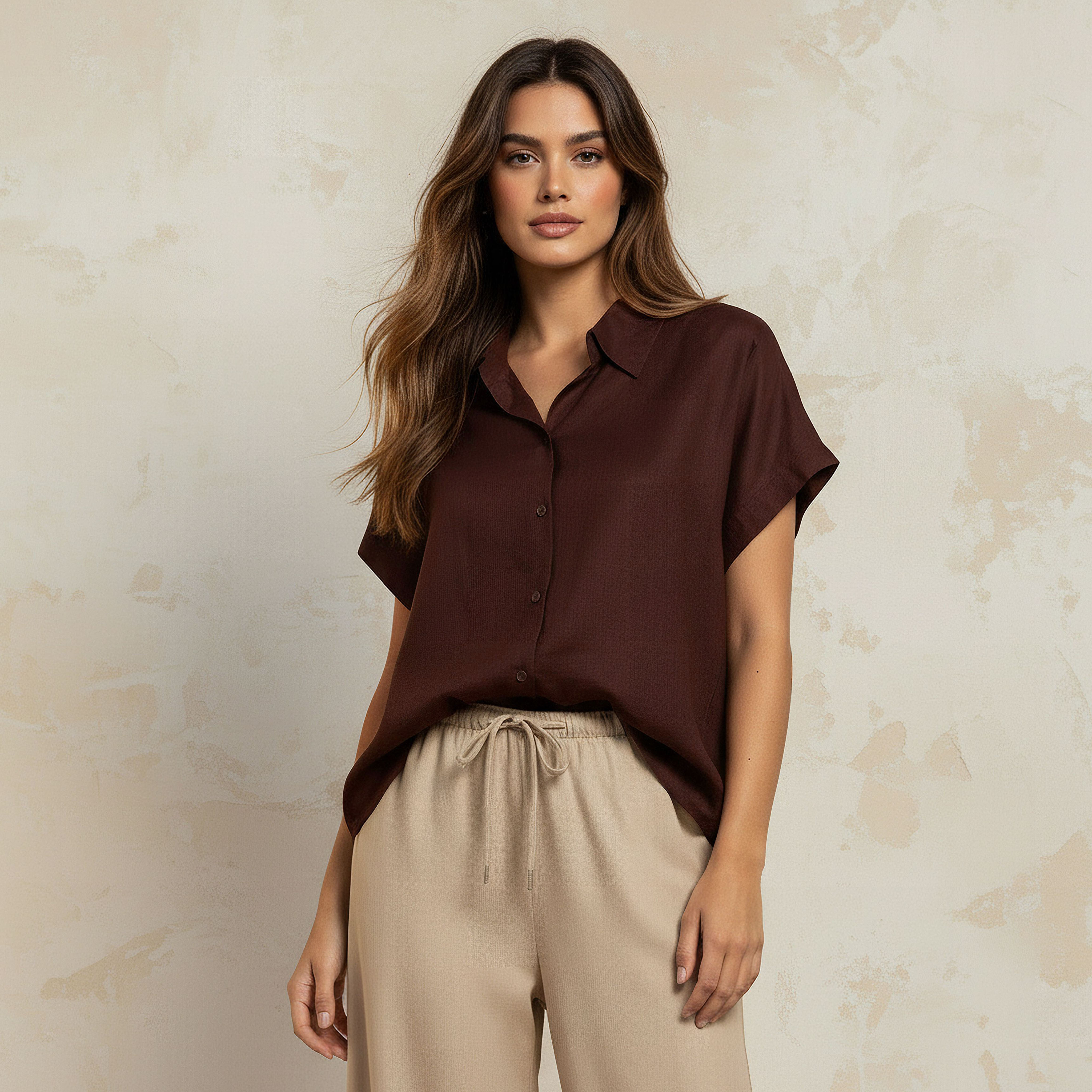 قميص من مزيج الكتان بقصّة عادية وأكمام ممتدة-women-clothing-shirtsandblouses-shirts-image-1