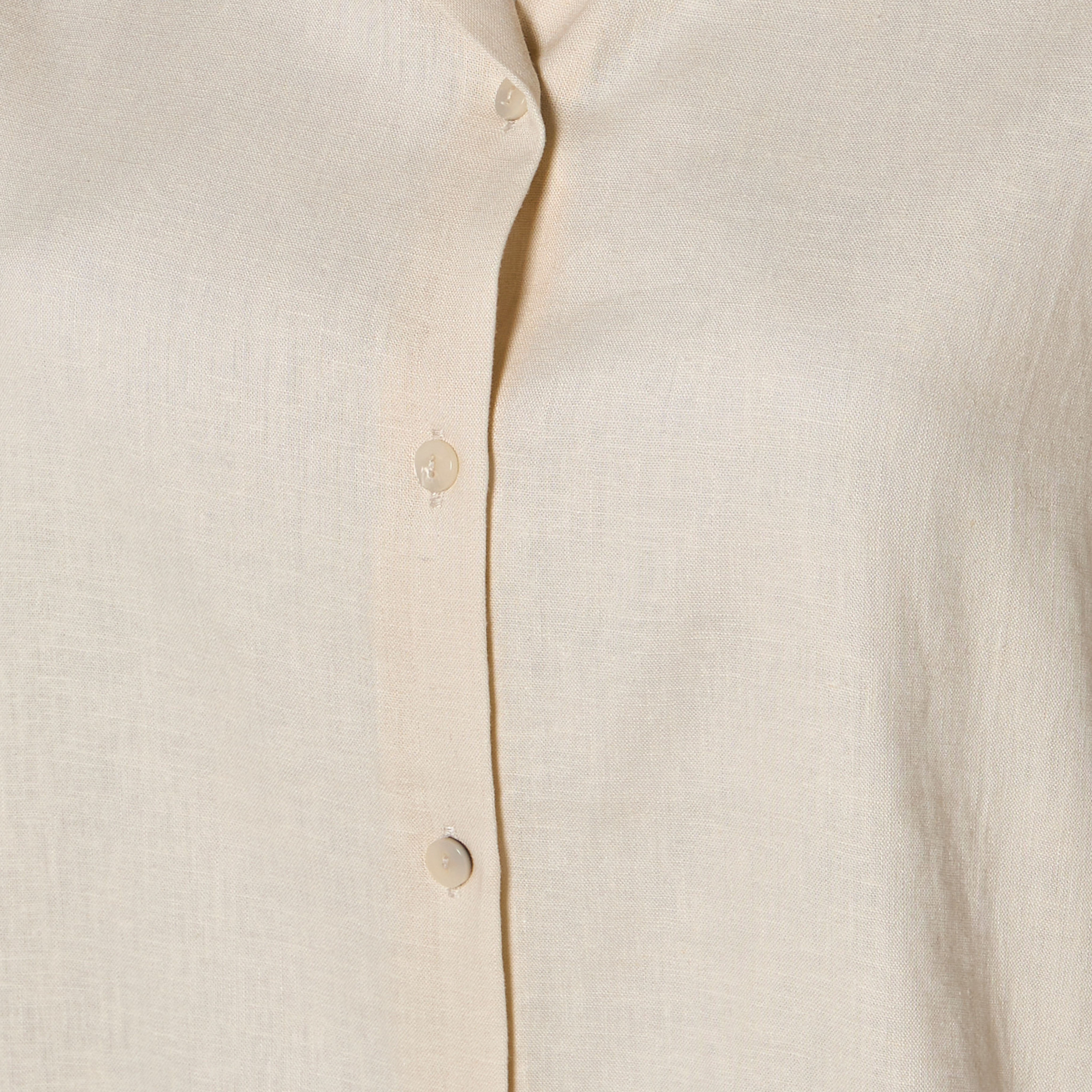 Regular Fit Linen Blend Shirt with Extended Sleeves-women-clothing-shirtsandblouses-shirts-image-2