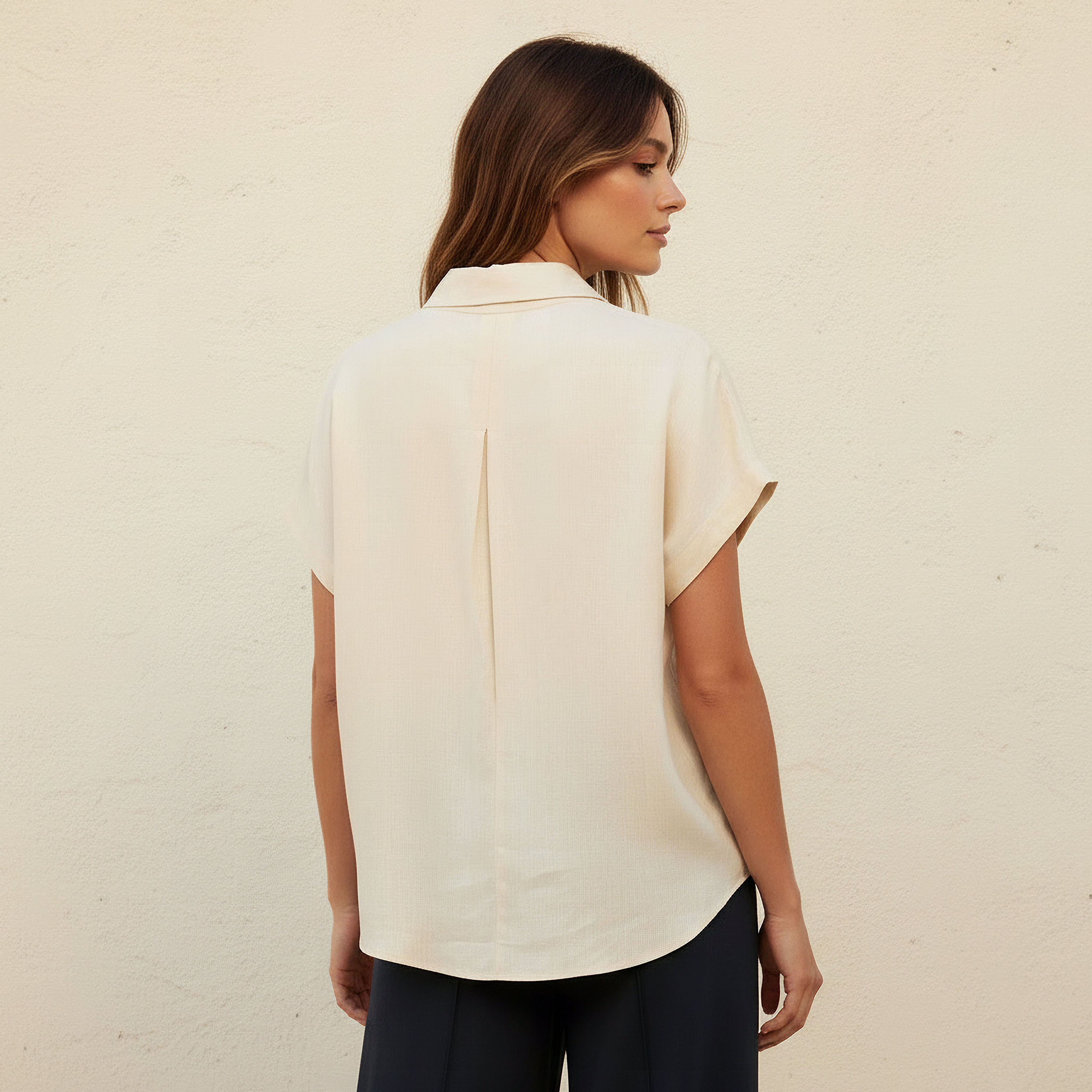 Regular Fit Linen Blend Shirt with Extended Sleeves-women-clothing-shirtsandblouses-shirts-image-4