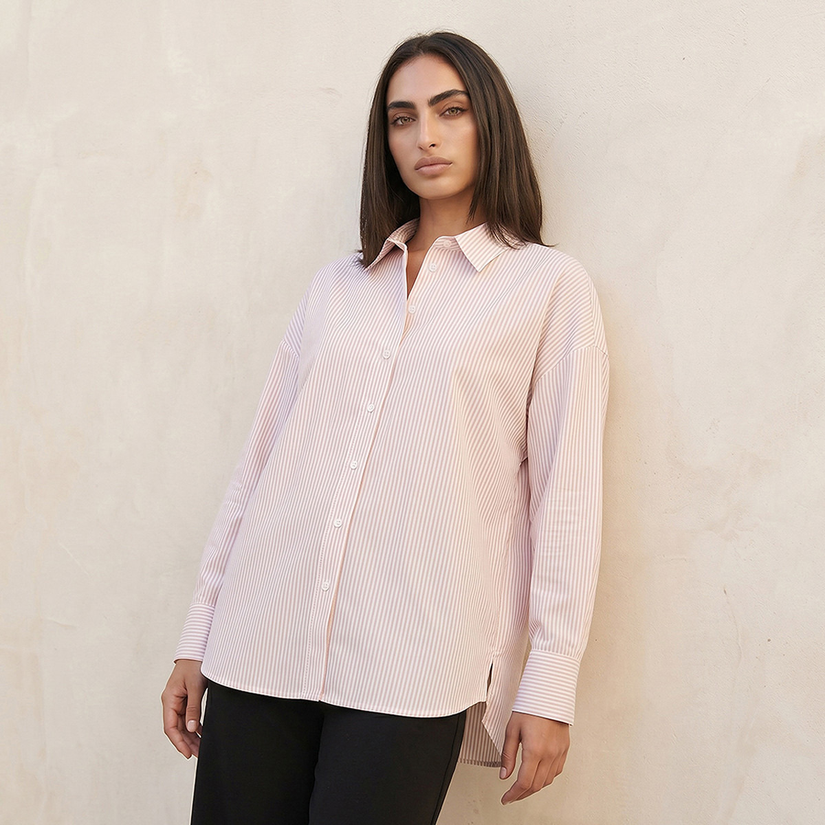 قميص أكسفورد مقلم من أساسيات سبلاش-women-clothing-shirtsandblouses-shirts-image-1