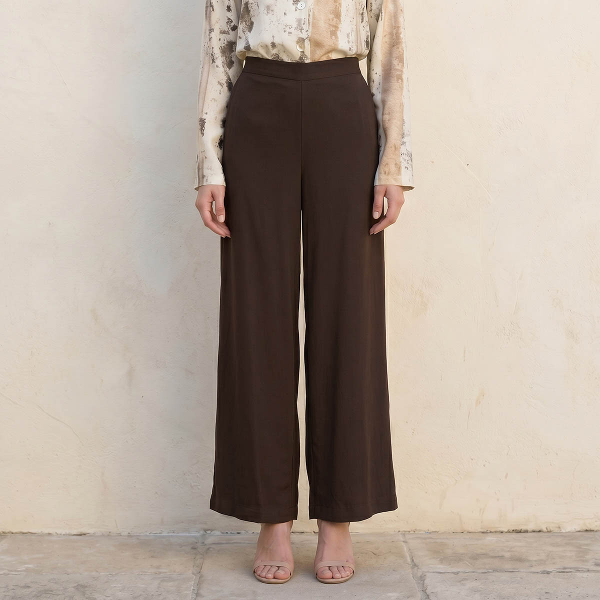 Splash Basic Wide Leg Flexi Waist Palazzos-women-clothing-trousers-image-1
