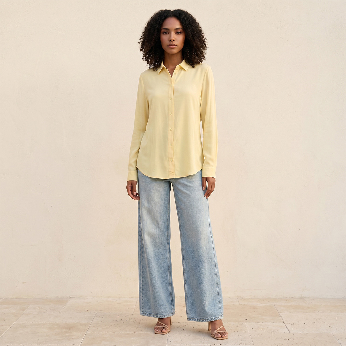 Splash Basic Viscose Shirt High-Low Hem-women-clothing-shirtsandblouses-shirts-image-3