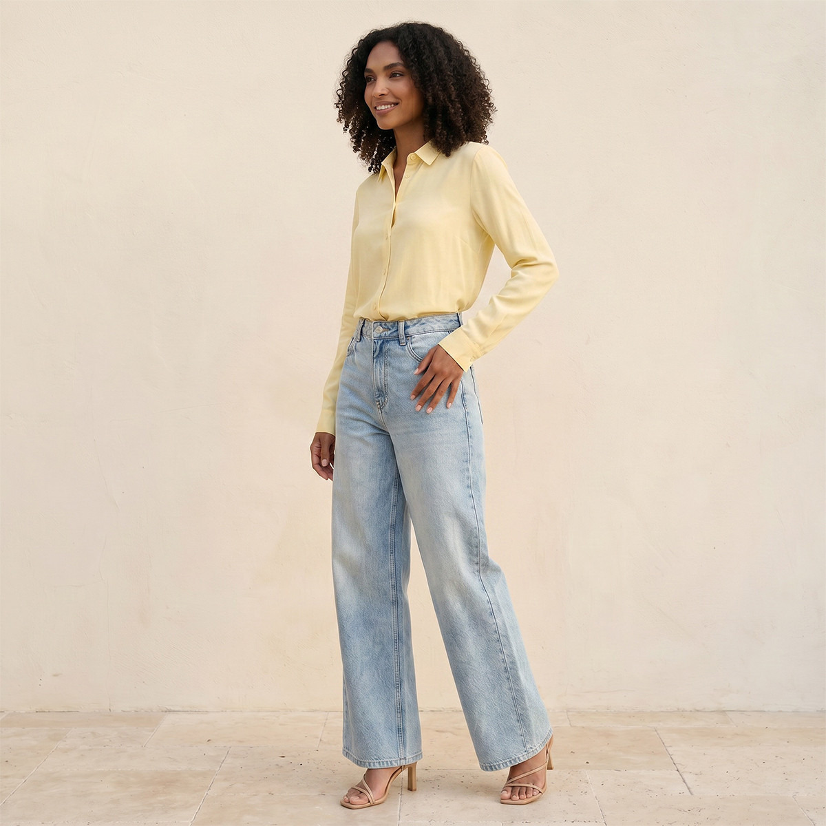 Splash Basic Viscose Shirt High-Low Hem-women-clothing-shirtsandblouses-shirts-image-5