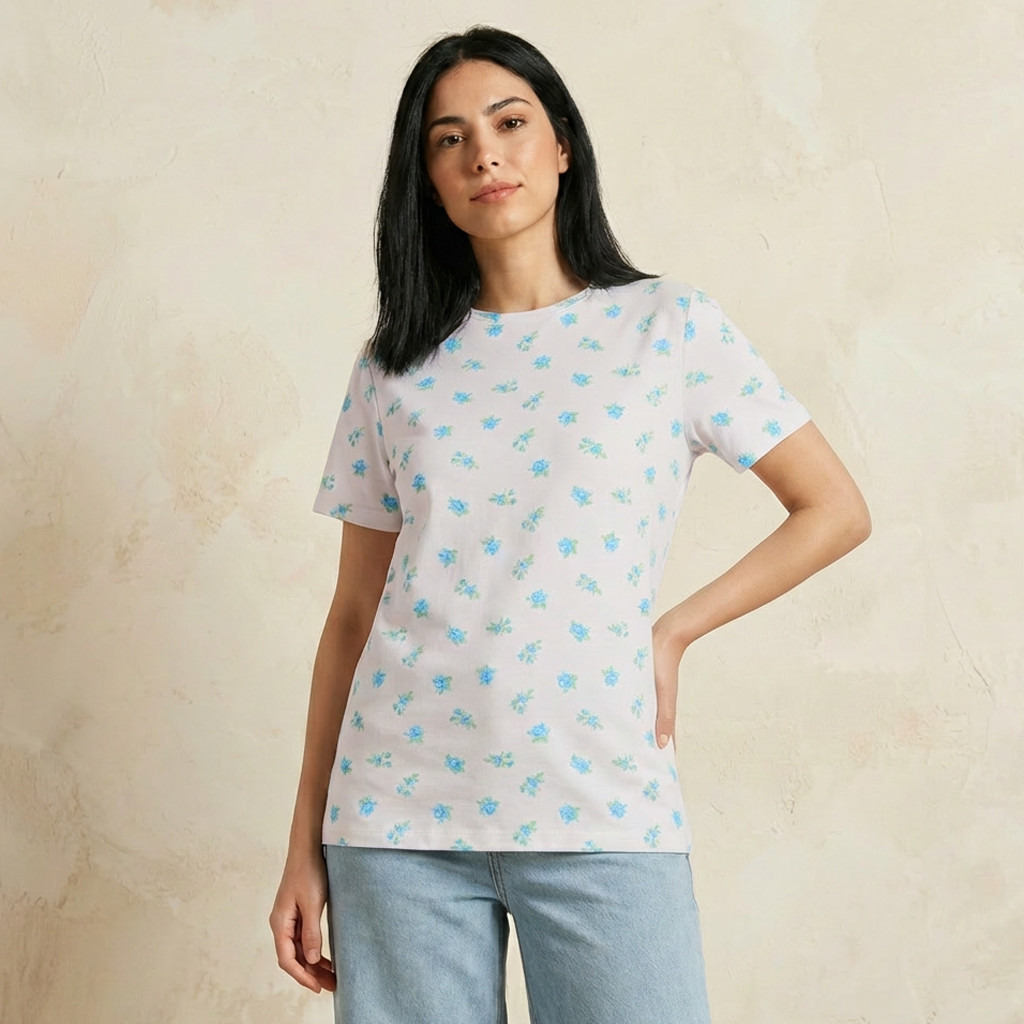 Slim Fit T-shirt with Floral Print-women-clothing-tshirts-image-1