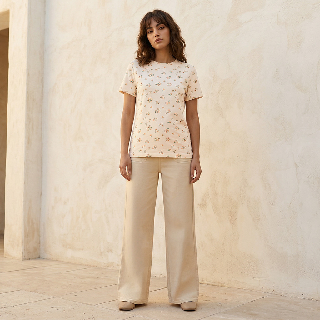 تيشيرت بقصّة سليم وطبعات زهرية-women-clothing-tshirts-image-3