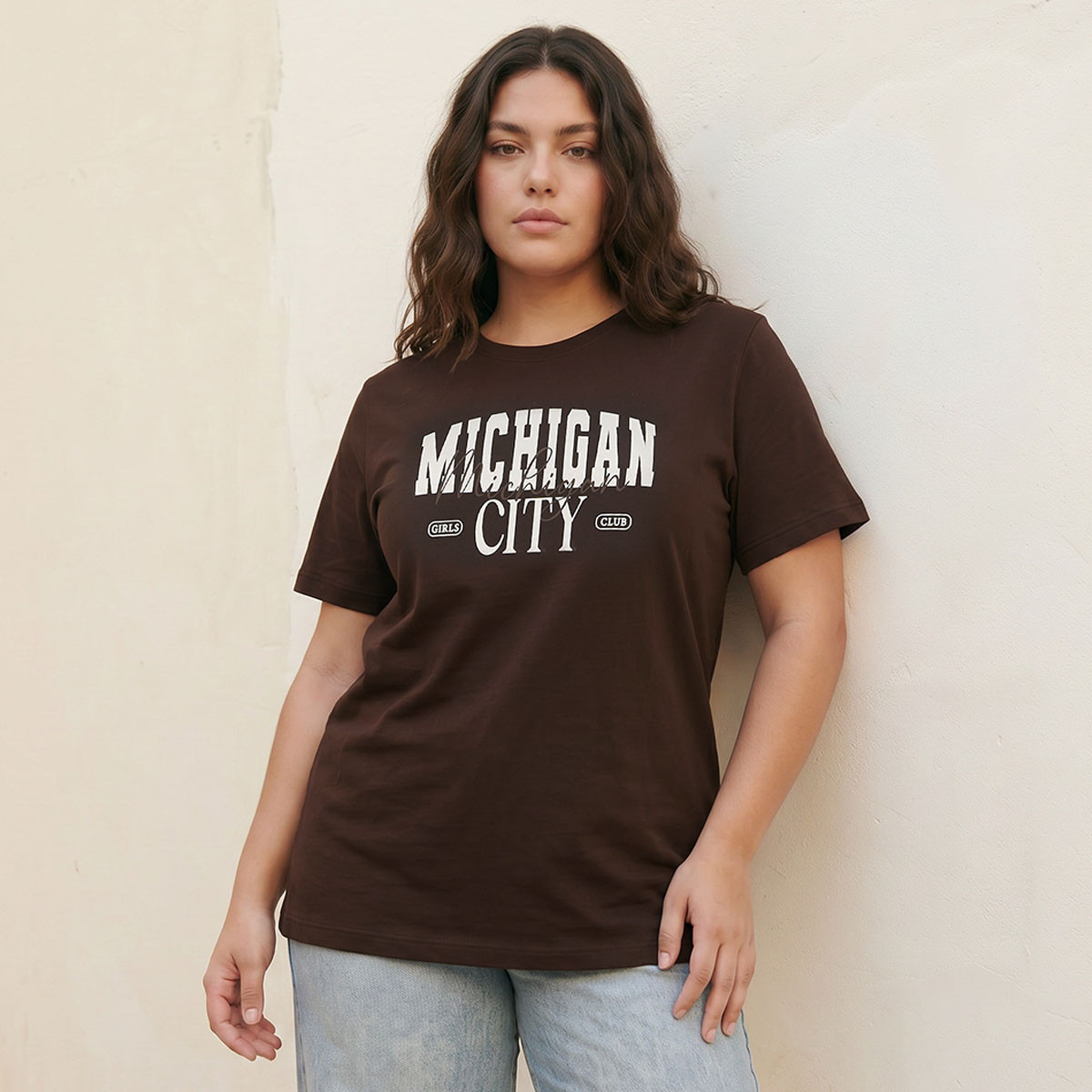 Splash Basic Cotton T-shirt with Michigan City Print-women-clothing-tshirts-image-1