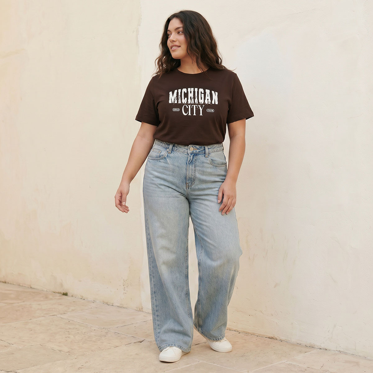 Splash Basic Cotton T-shirt with Michigan City Print-women-clothing-tshirts-image-3