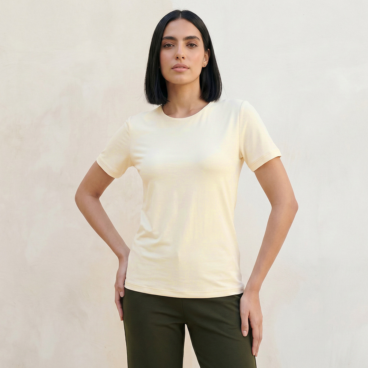 Splash Basic Regular Fit T-shirt with Round Neck-women-clothing-tshirts-image-1