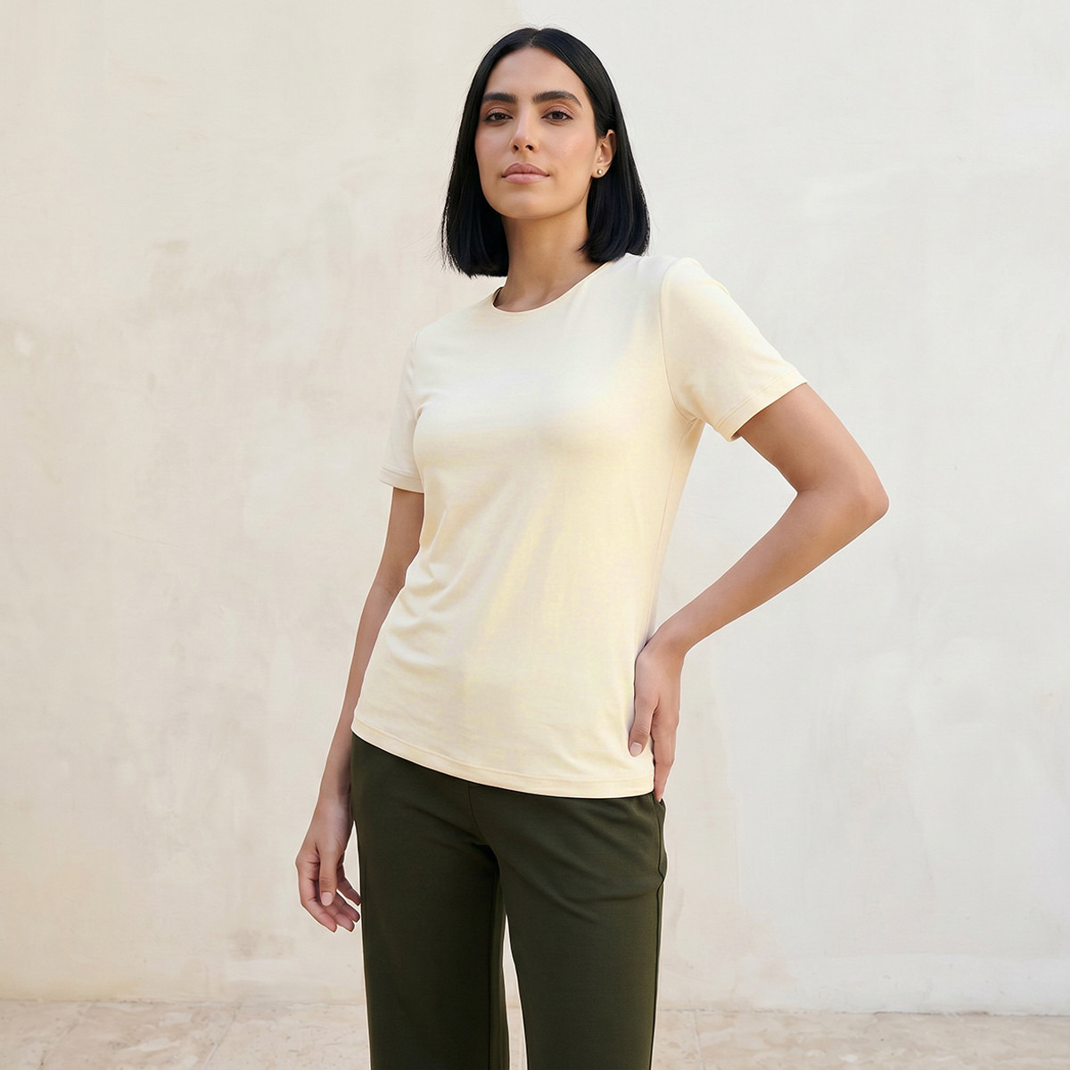 Splash Basic Regular Fit T-shirt with Round Neck-women-clothing-tshirts-image-6