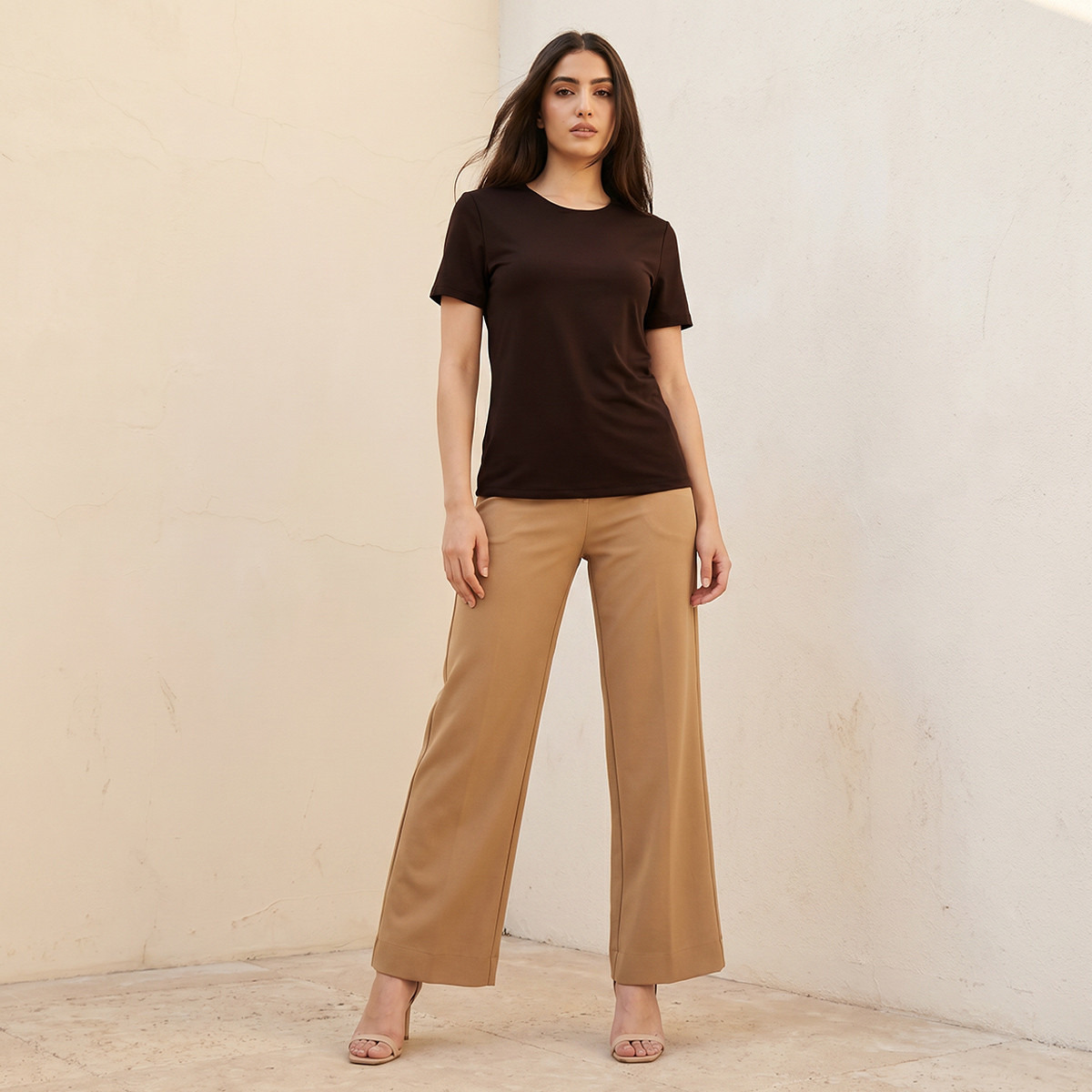 Splash Basic Regular Fit T-shirt with Round Neck-women-clothing-tshirts-image-3