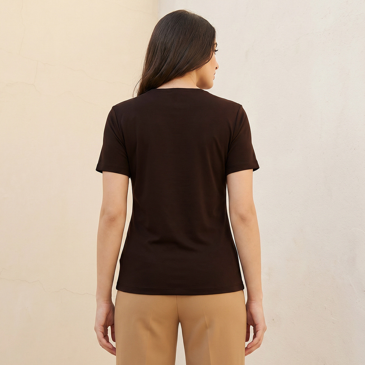 Splash Basic Regular Fit T-shirt with Round Neck-women-clothing-tshirts-image-4