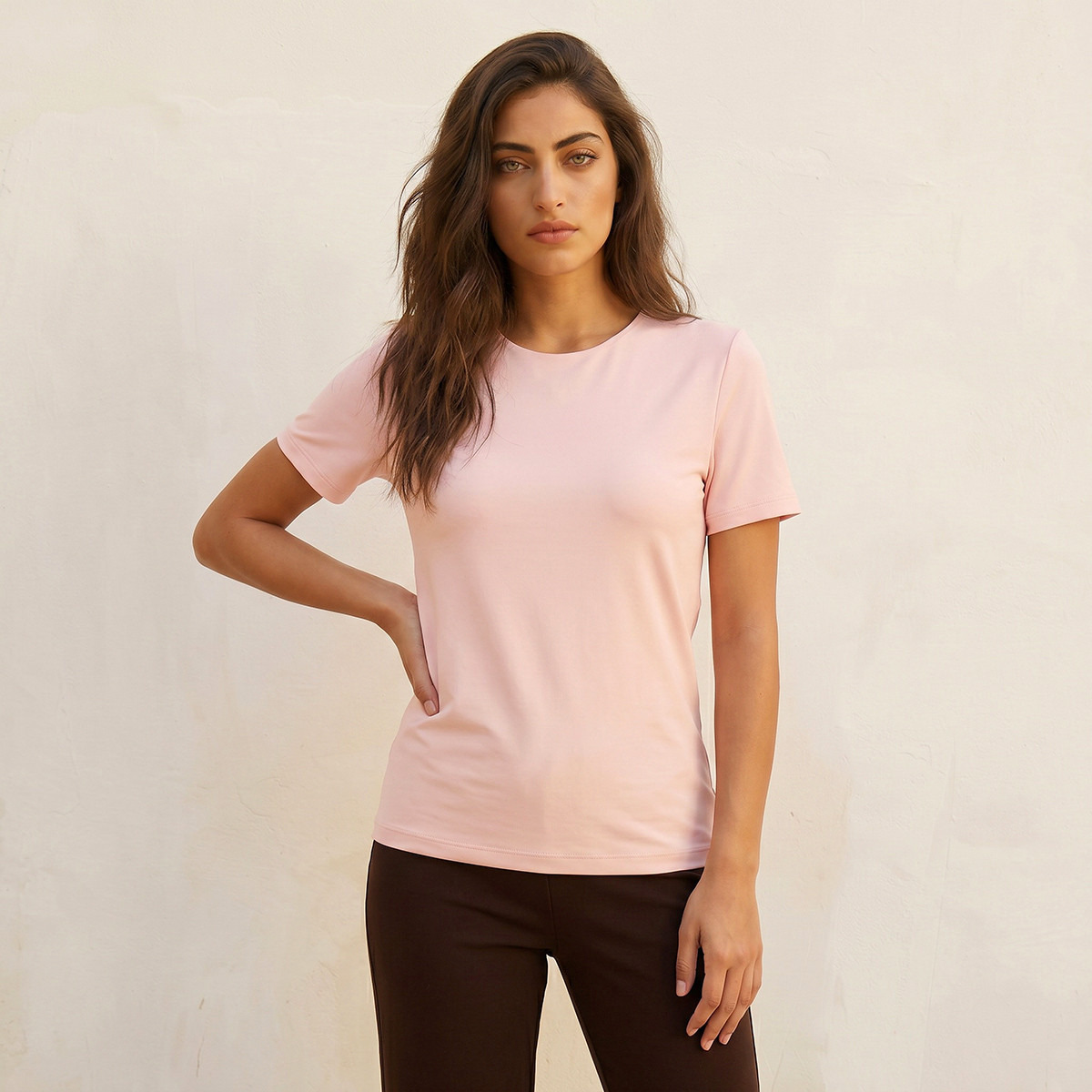 Splash Basic Regular Fit T-shirt with Round Neck-women-clothing-tshirts-image-6