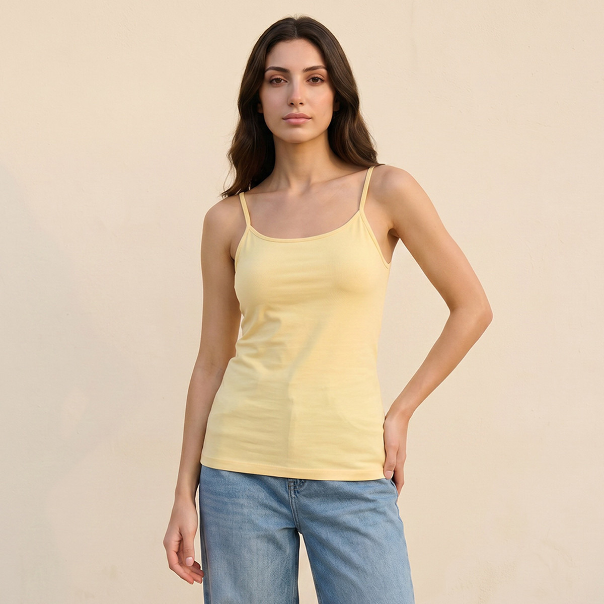 Splash Basic Slim Fit Top with Spaghetti Straps-women-clothing-tshirts-image-1